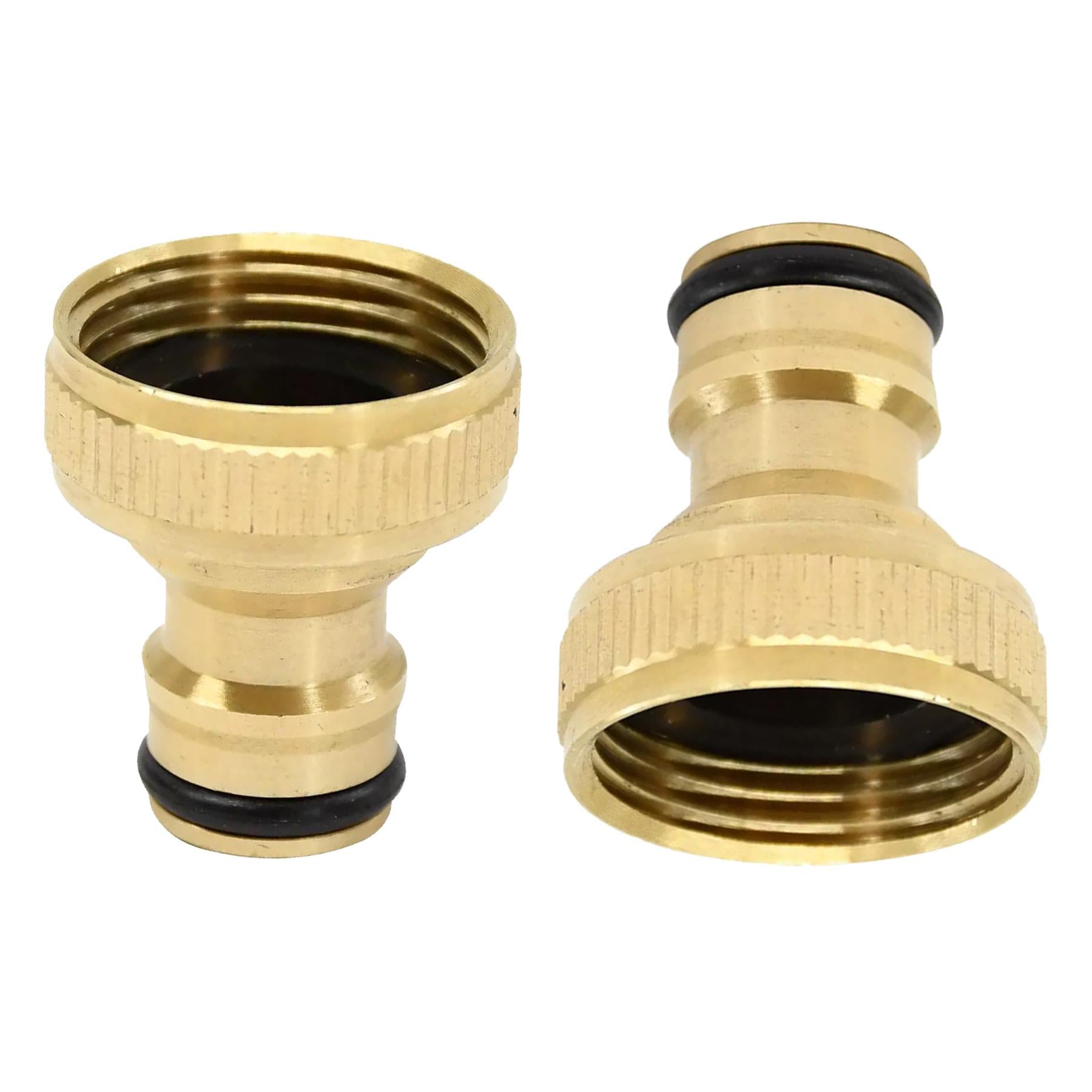 2x Brass Hose Tap Connector 3/4" Threaded Garden Water Pipe Adaptor Fitting By Dapetz