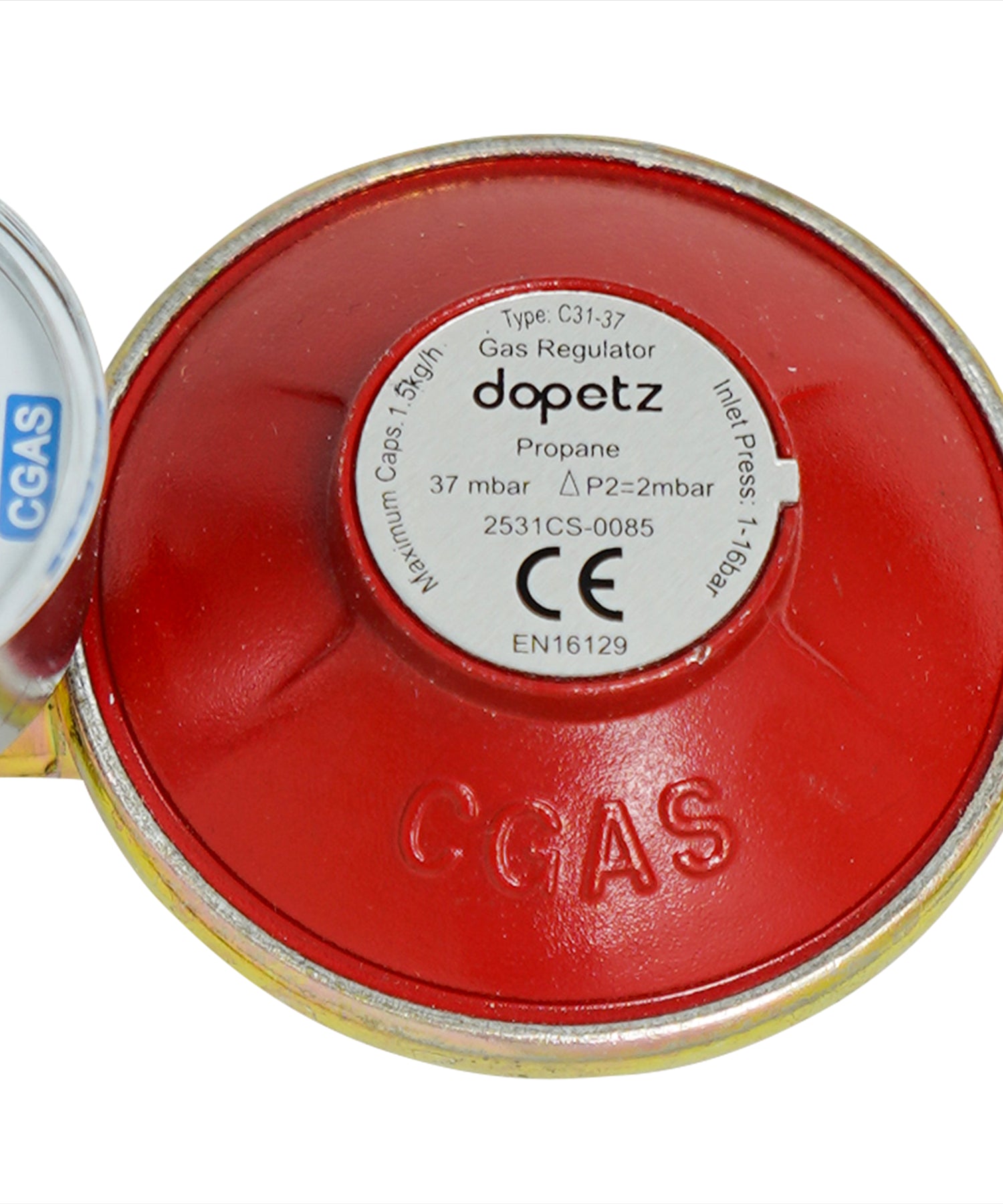 Propane Gas Regulator 37mbar With Pressure Gauge 16 bar Screw In Male Pol 5/8"