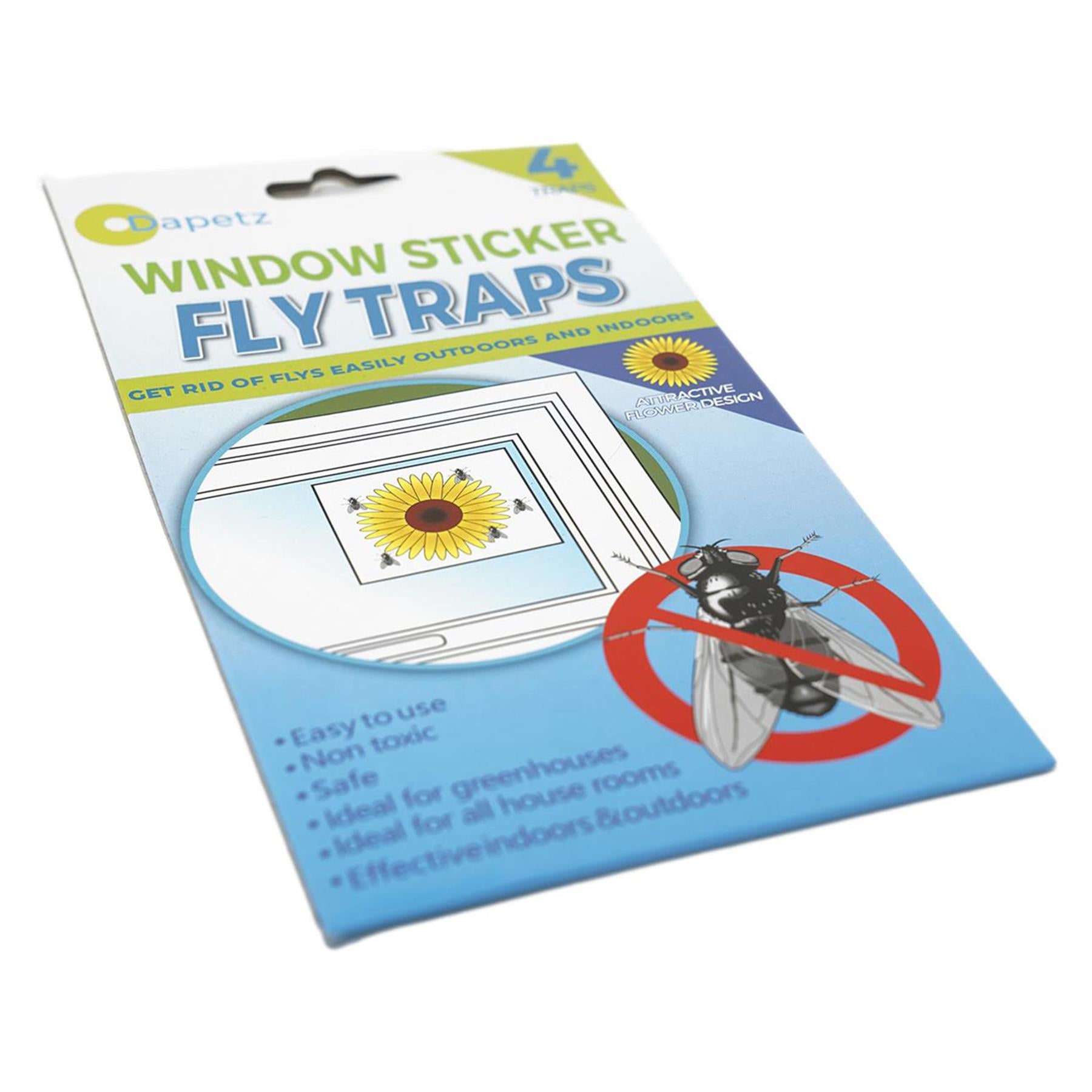 4pc Fly Traps Fly Killer Sunflower Window Sticker Trap Stickers Insect Insects New