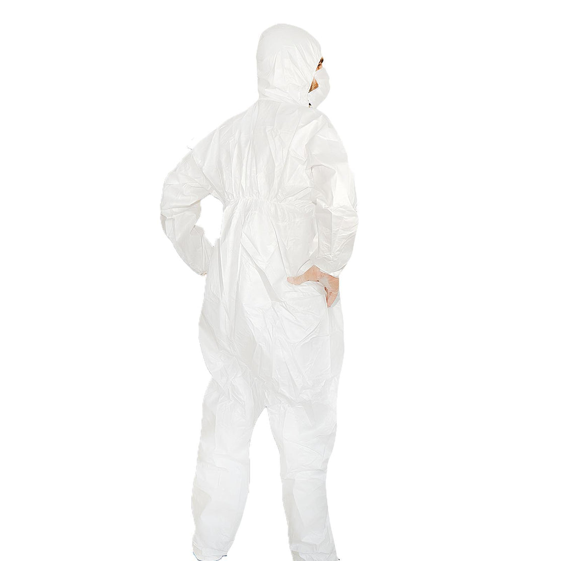 Disposable Breatheable Coveralls Boile Hood Protective Suit With Zip Large