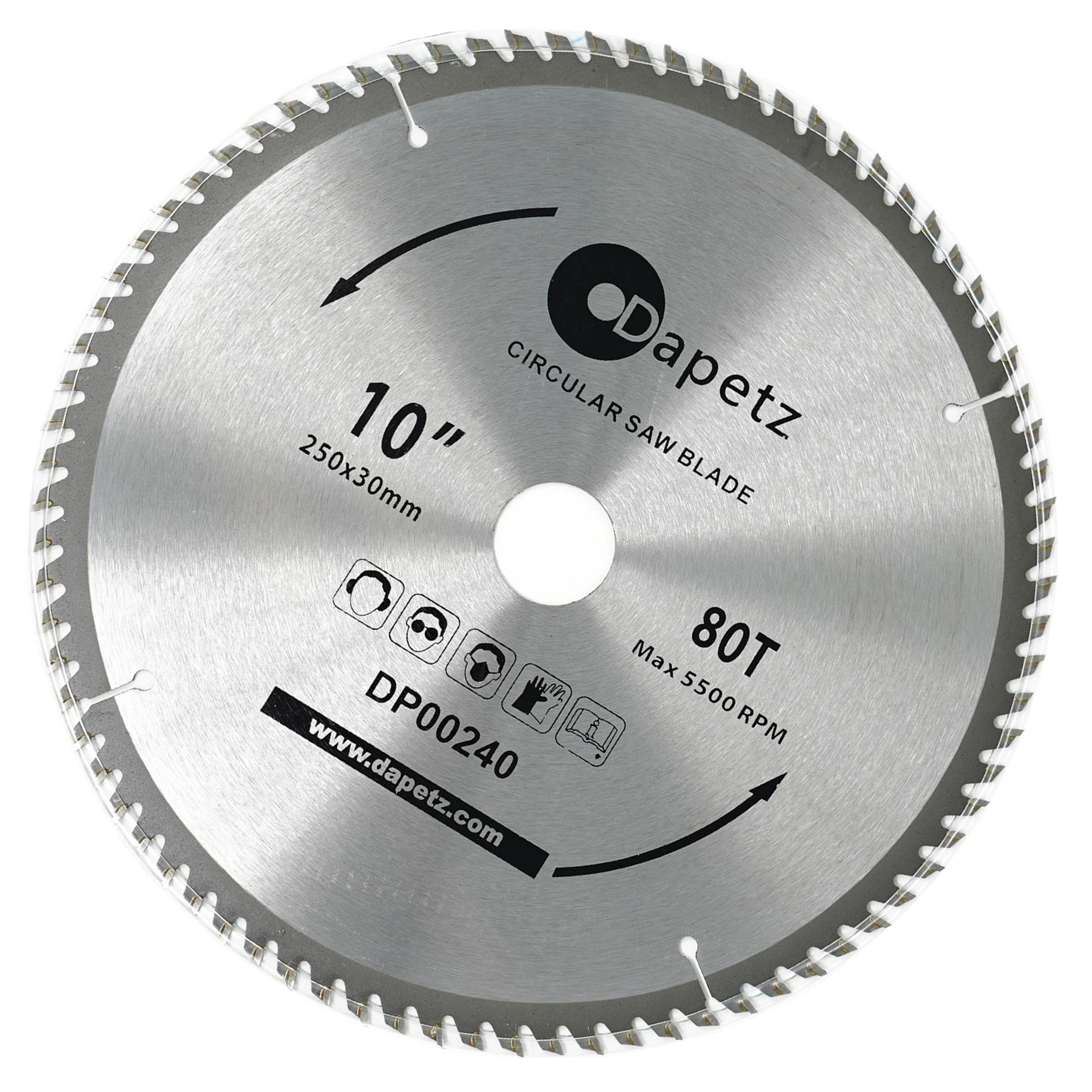 Circular Saw Blade 30mm Bore 25mm 20mm 16mm Rings Mitre 10" 80T Fine Cut 250mm by Daptez