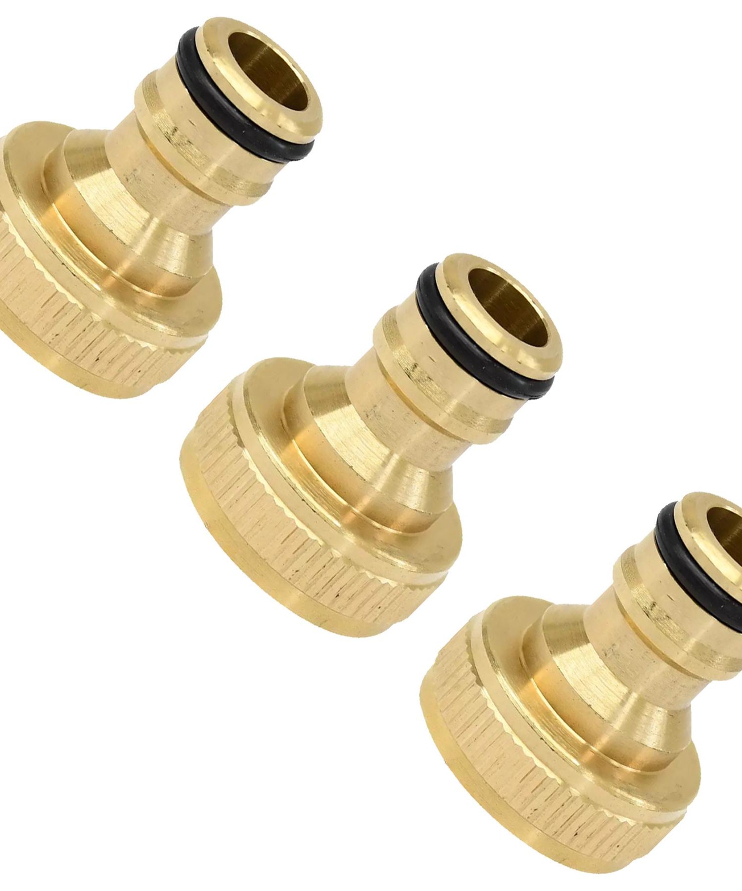 3x Brass Hose Tap Connector 3/4" Threaded Garden Water Pipe Adaptor Fitting By Dapetz