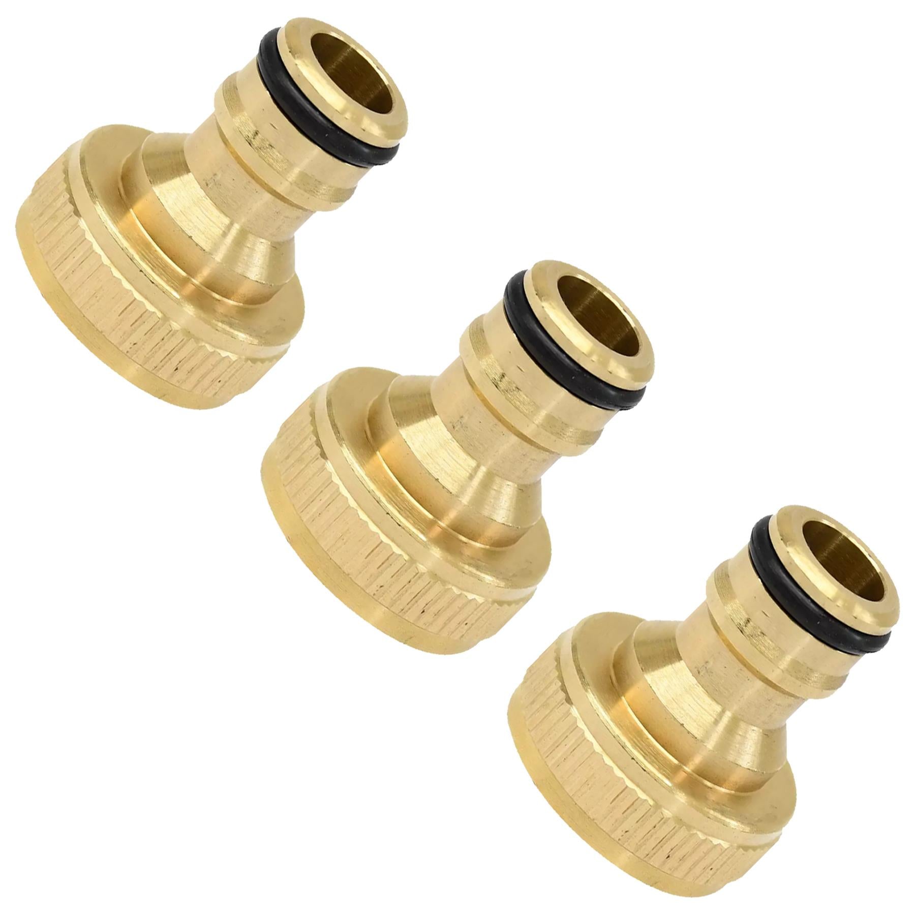 3x Brass Hose Tap Connector 3/4" Threaded Garden Water Pipe Adaptor Fitting By Dapetz