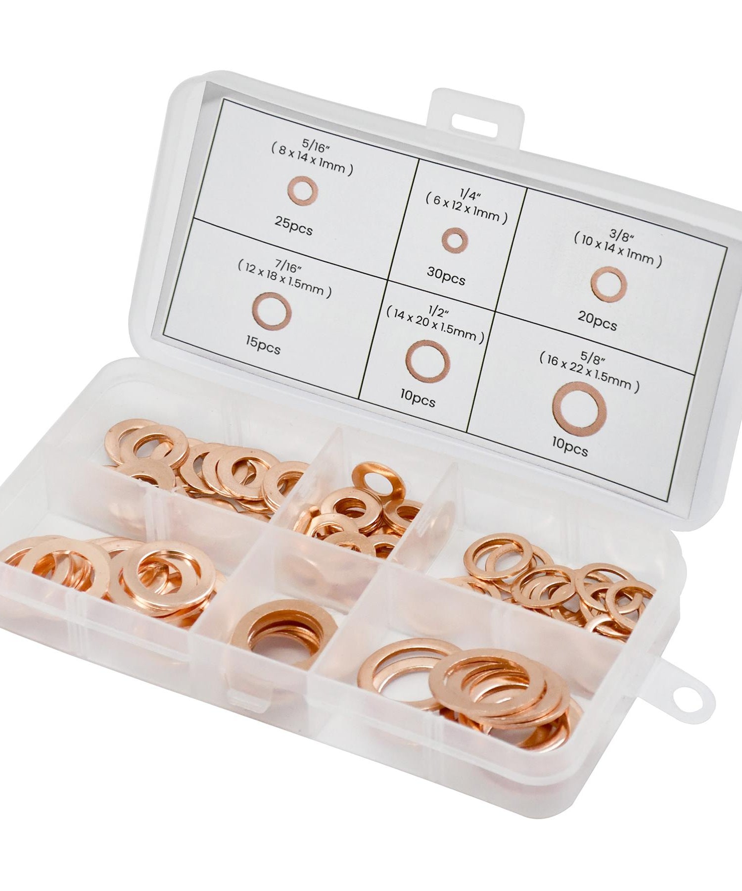 Assorted Box 110 Piece Imperial Washers Solid Copper Sump Plug Washer Set New By Dapetz