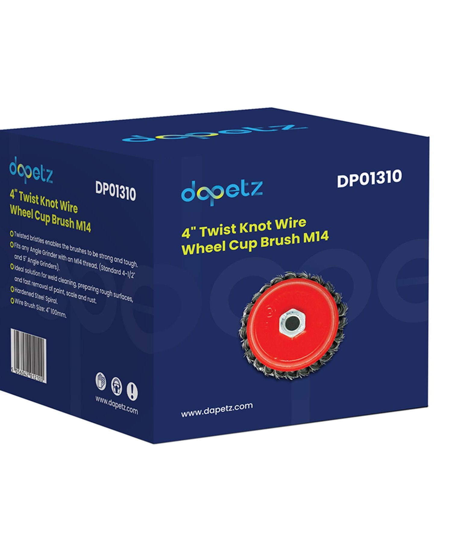 Twist Knot Wire Wheel Cup Brush 4" M14 for 4 1/2" 110mm Angle Grinder 4 Pack By Dapetz