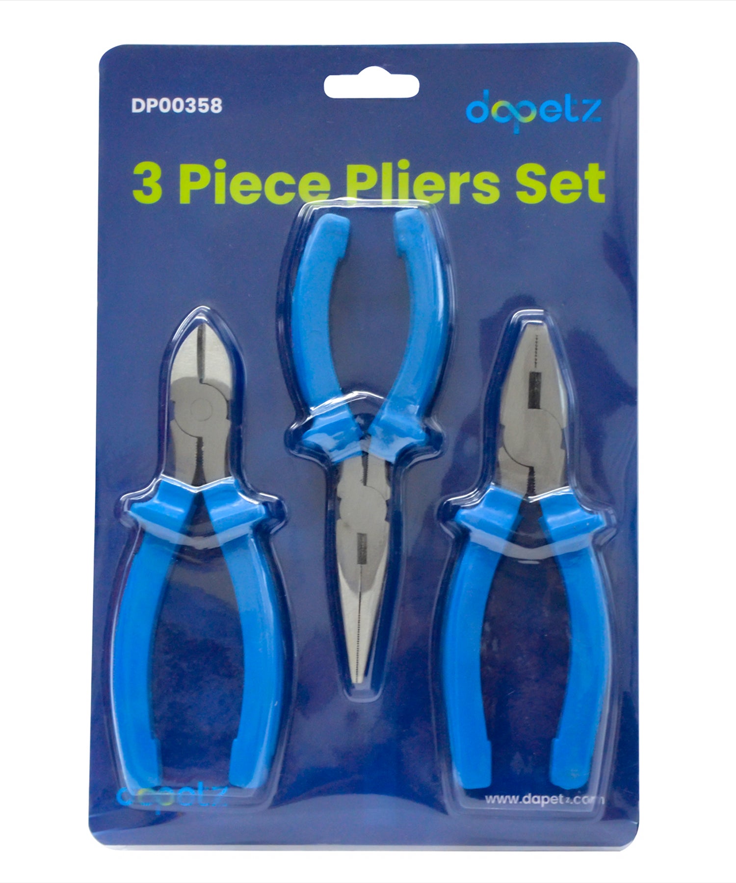 Dapetz Professional Pliers Set Needle Nose, Side Cutter & Combination Plier 160mm (6") - 3Pcs