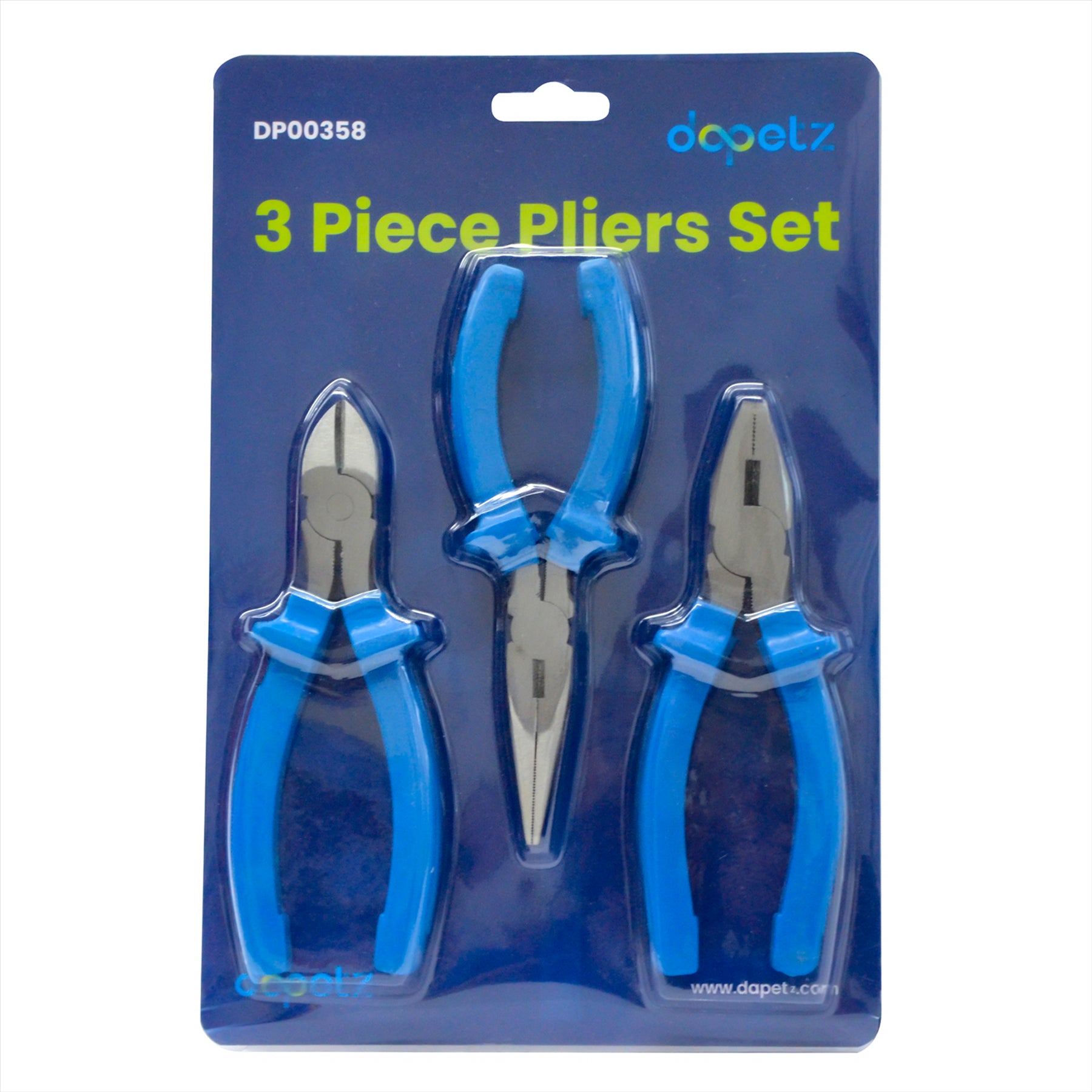 Dapetz Professional Pliers Set Needle Nose, Side Cutter & Combination Plier 160mm (6") - 3Pcs
