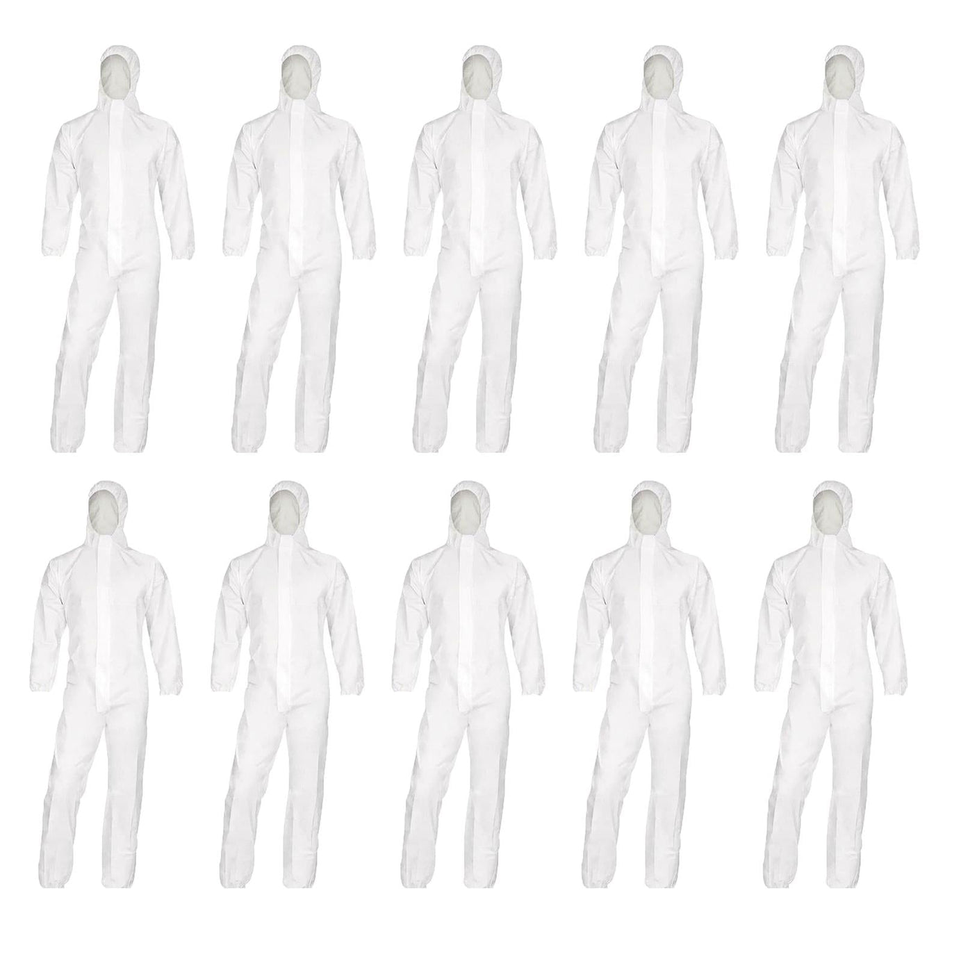 10 x Microporous Breathable Coverall Suit With Zip XL