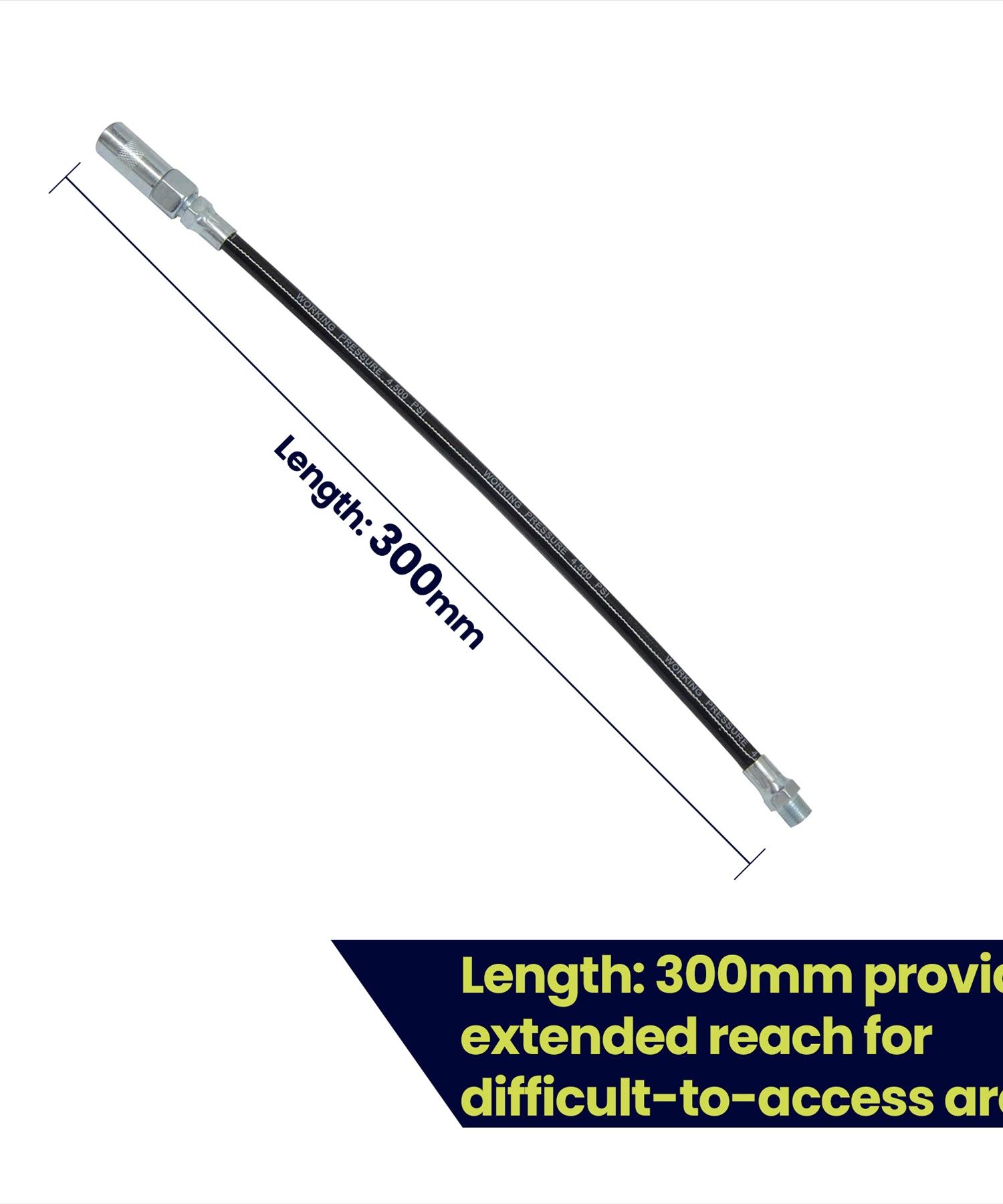 Delivery Hose Grease Gun Connector Flexible 300mm Long Chrome Plate Nozzle by Dapetz