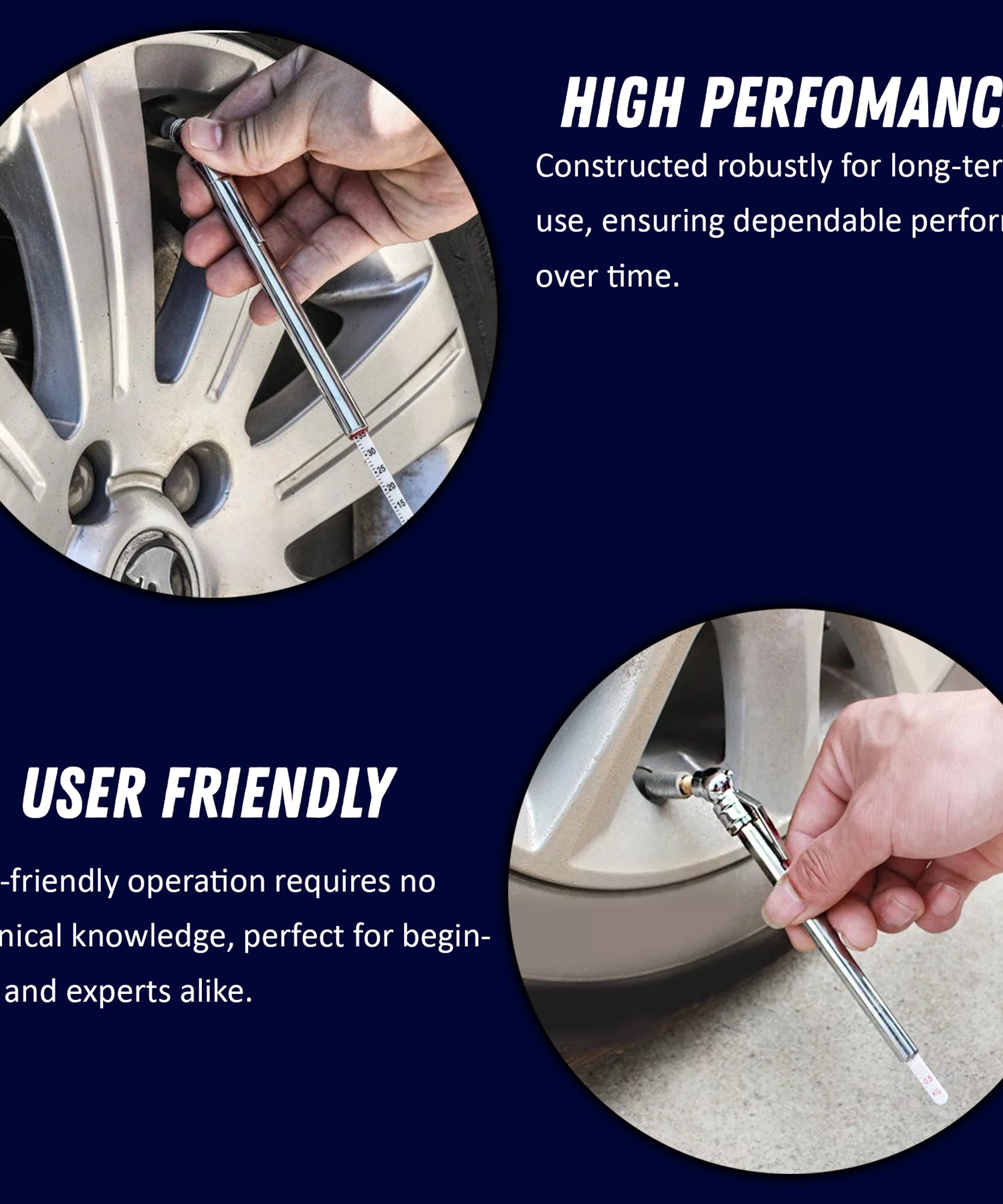 2PCS Tyre Pressure Gauge Safety Kit Include Tyre Tread Depth Gauge Stainless Steel Tyre Depth Measurement Tool For Cars Motorcycles Trucks Buses