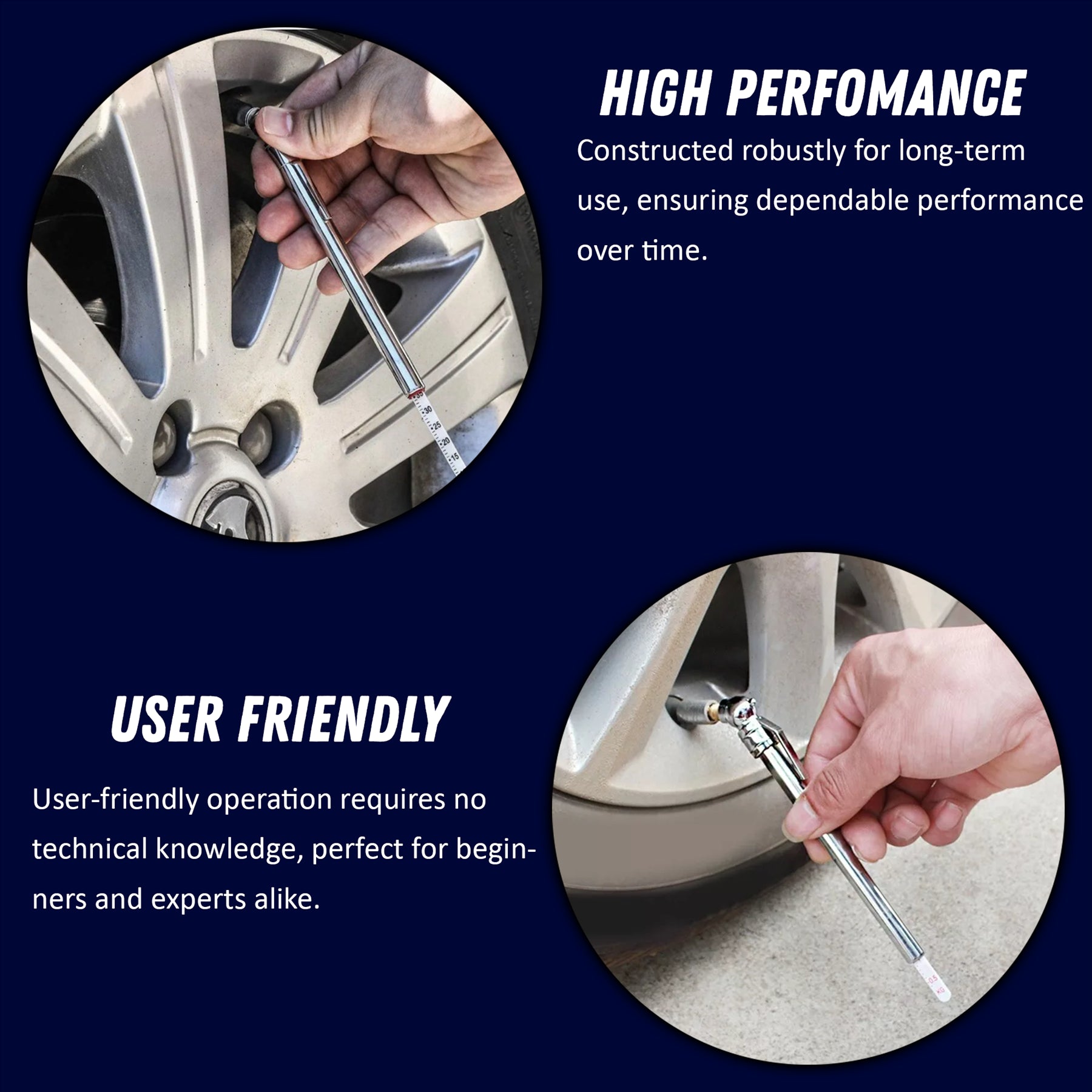 2PCS Tyre Pressure Gauge Safety Kit Include Tyre Tread Depth Gauge Stainless Steel Tyre Depth Measurement Tool For Cars Motorcycles Trucks Buses