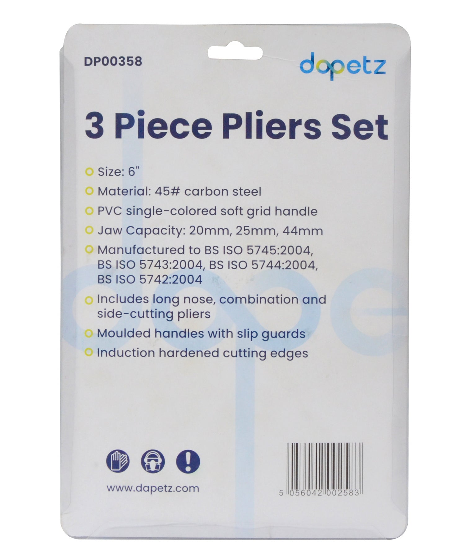 Dapetz Professional Pliers Set Needle Nose, Side Cutter & Combination Plier 160mm (6") - 3Pcs