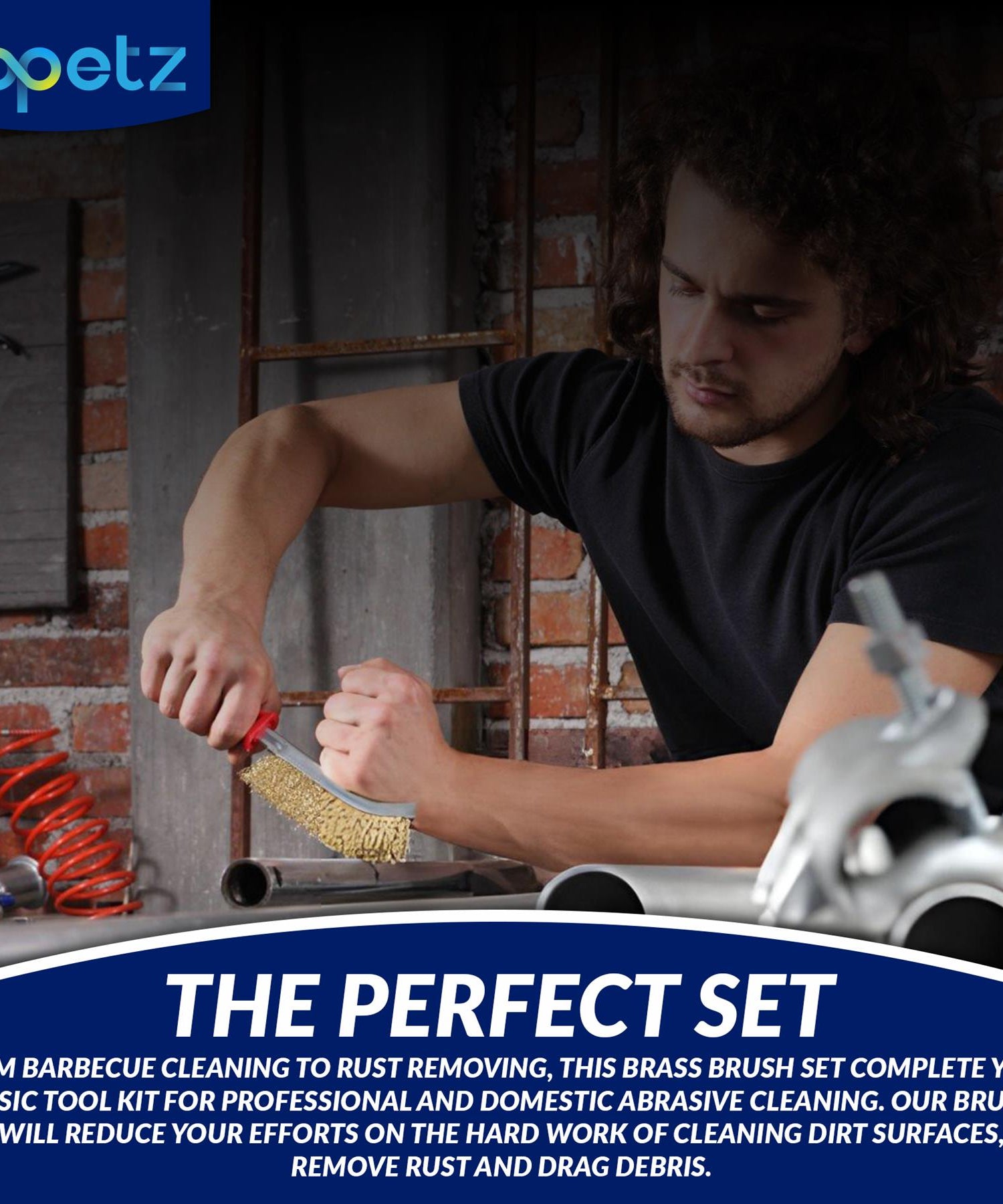 Brass Coated Hand Wire Brush With Plastic Handle . Heavy Duty DIY Tool Paint Rust Remover 35mm by Daptez