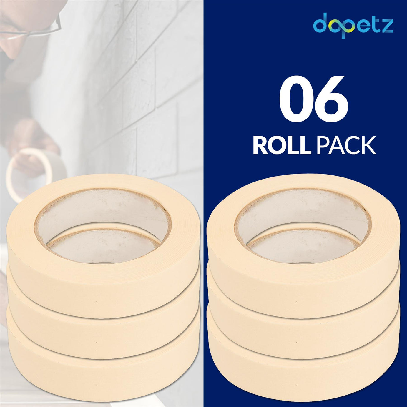 6PCS Masking Tape 25mm x 50m Professional Painting Automotive Auto Car White By Dapetz