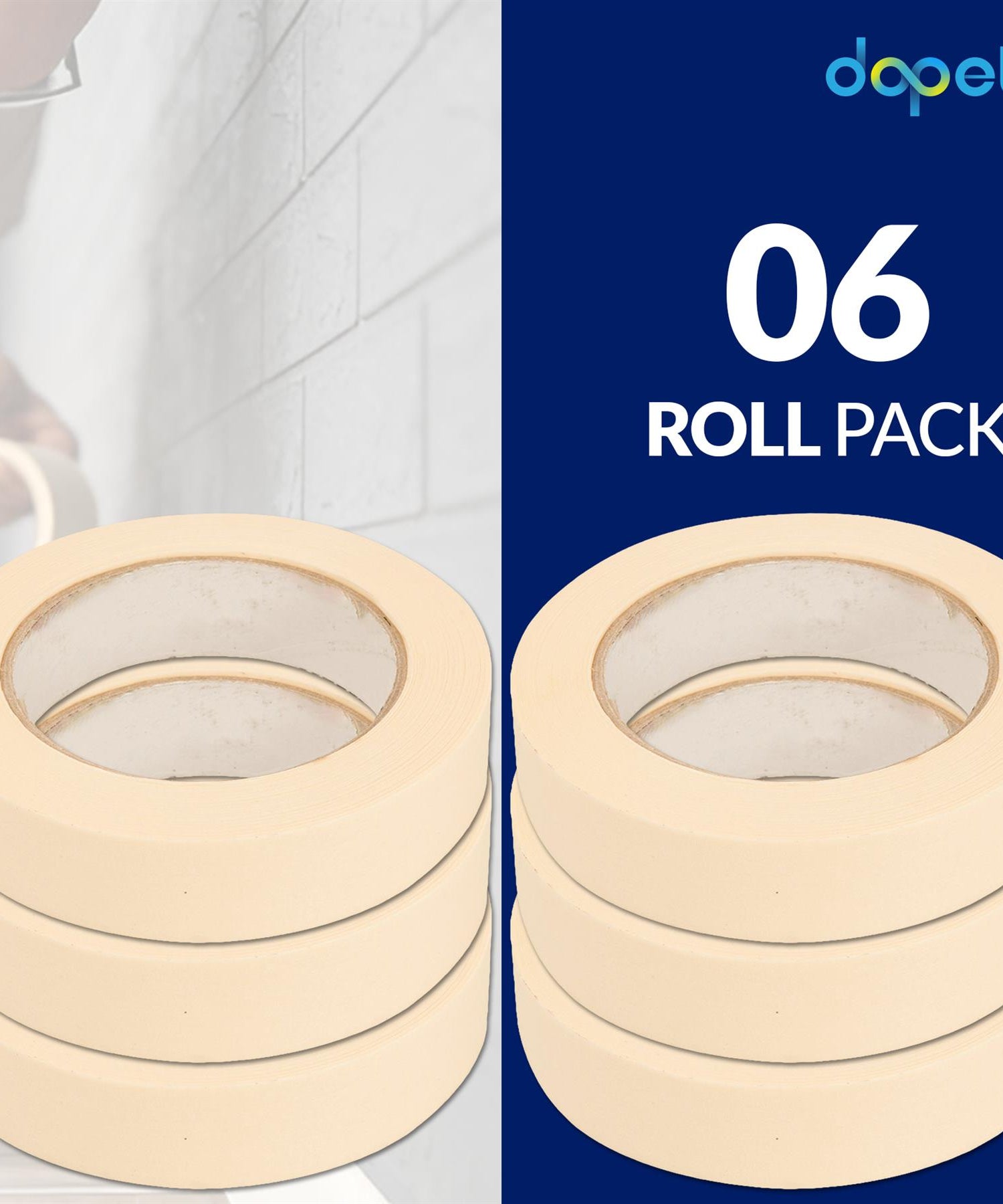 6PCS Masking Tape 25mm x 50m Professional Painting Automotive Auto Car White By Dapetz