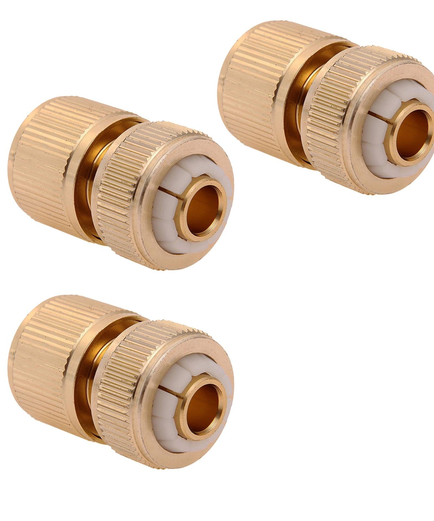 3pk Brass Hose Quick Connector Female Quick Fit To 1/2" Compression