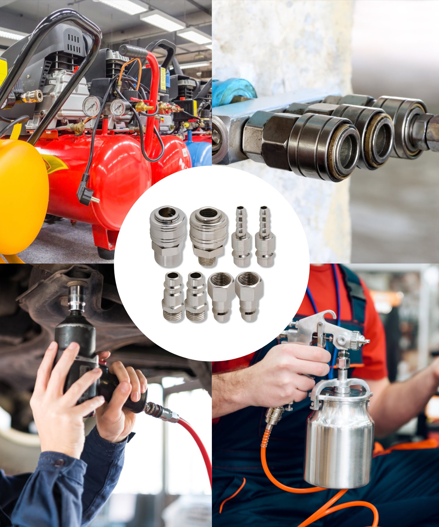 Euro Air Line Fitting Hose End Connector Male Female Quick Release 1/4" BSP 8Pcs