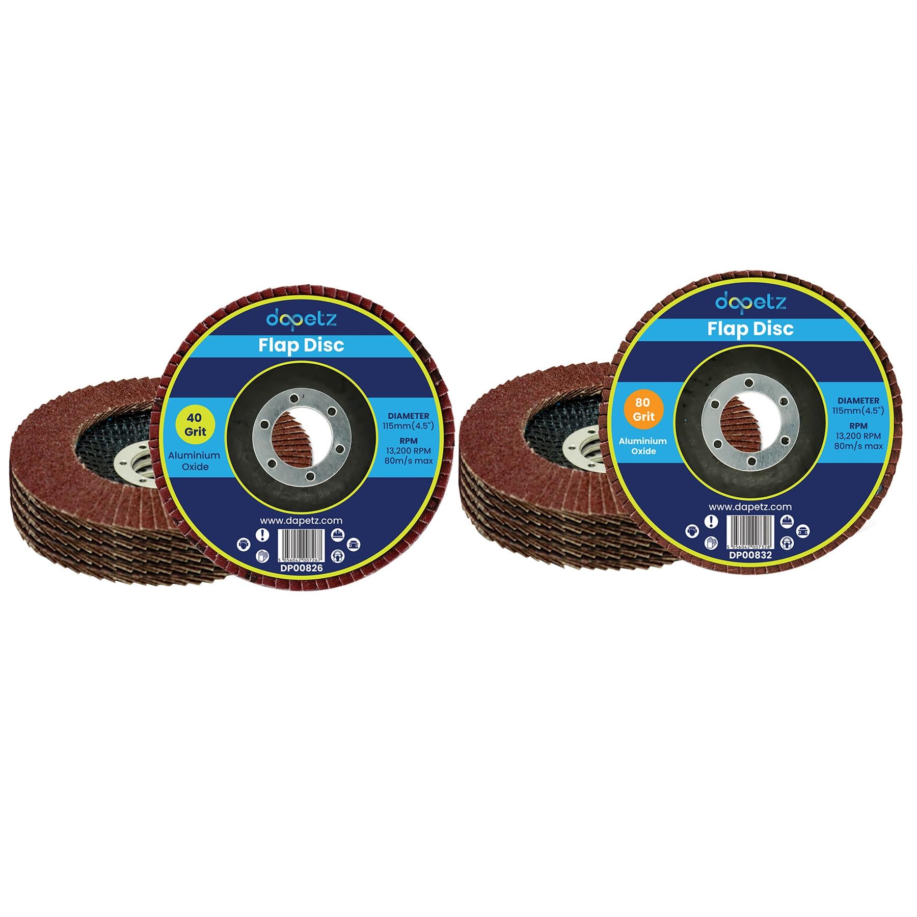 10X Flap Grinding Sanding Discs 115mm 4.5" 40 & 80 Grit Angle Wheel By Dapetz