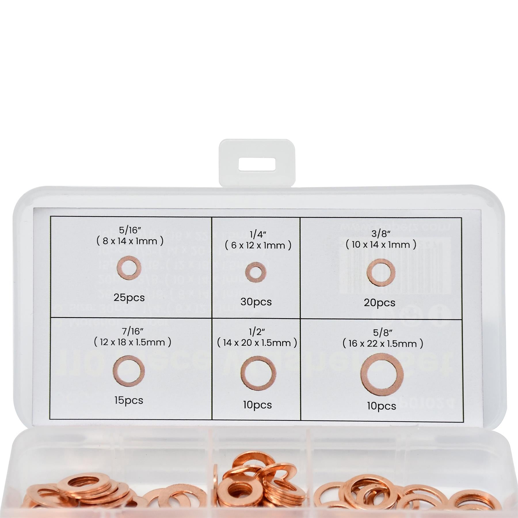 Assorted Box 110 Piece Imperial Washers Solid Copper Sump Plug Washer Set New By Dapetz