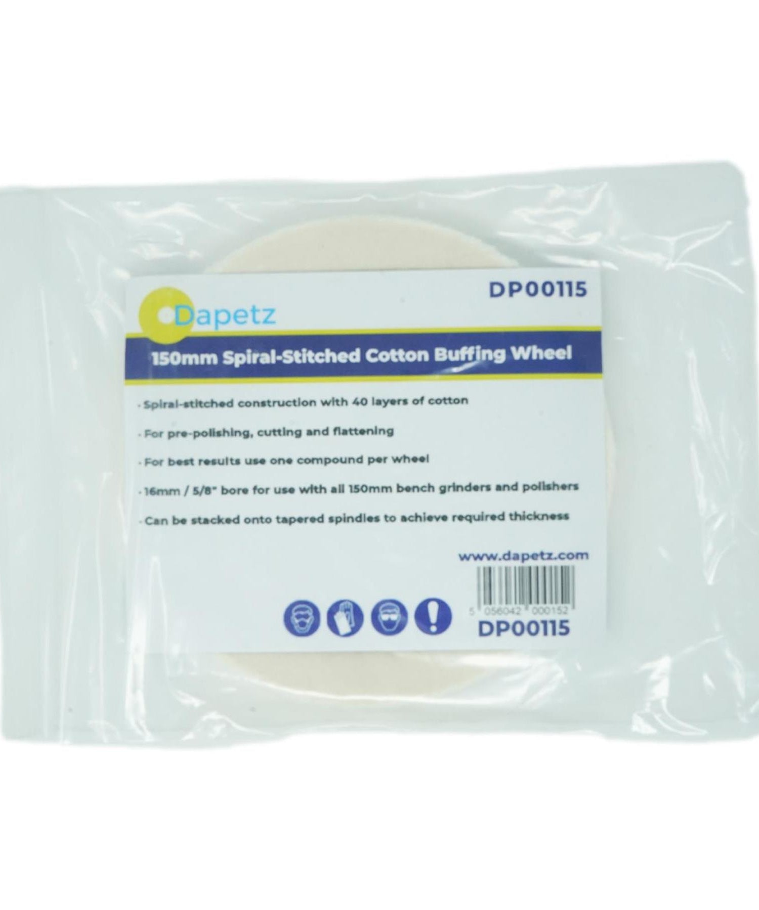 Dapetz Polishing Wheel Mop 150mm 6" Spiral Stitched Cotton Buffing Mop For Bench Grinder