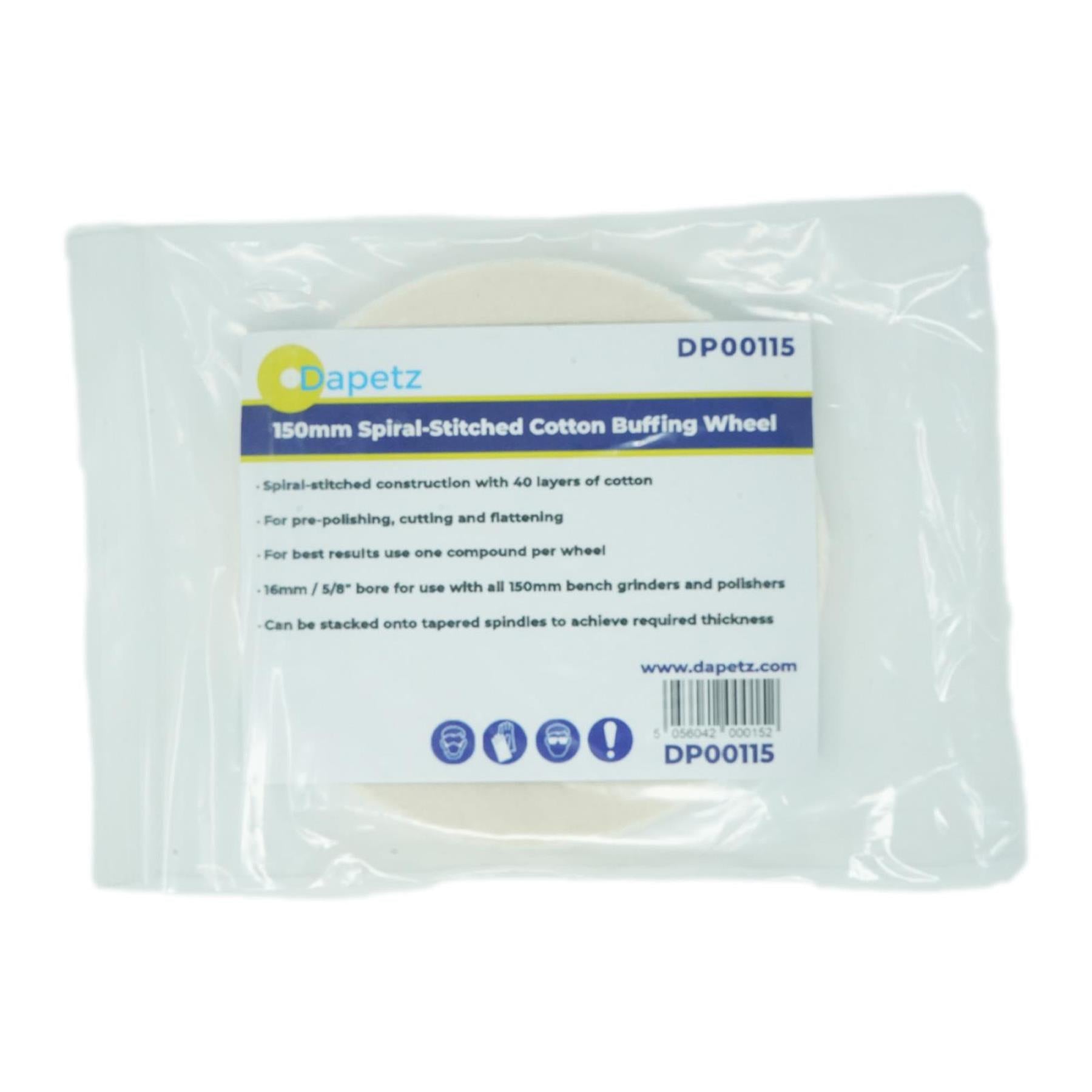 Dapetz Polishing Wheel Mop 150mm 6" Spiral Stitched Cotton Buffing Mop For Bench Grinder