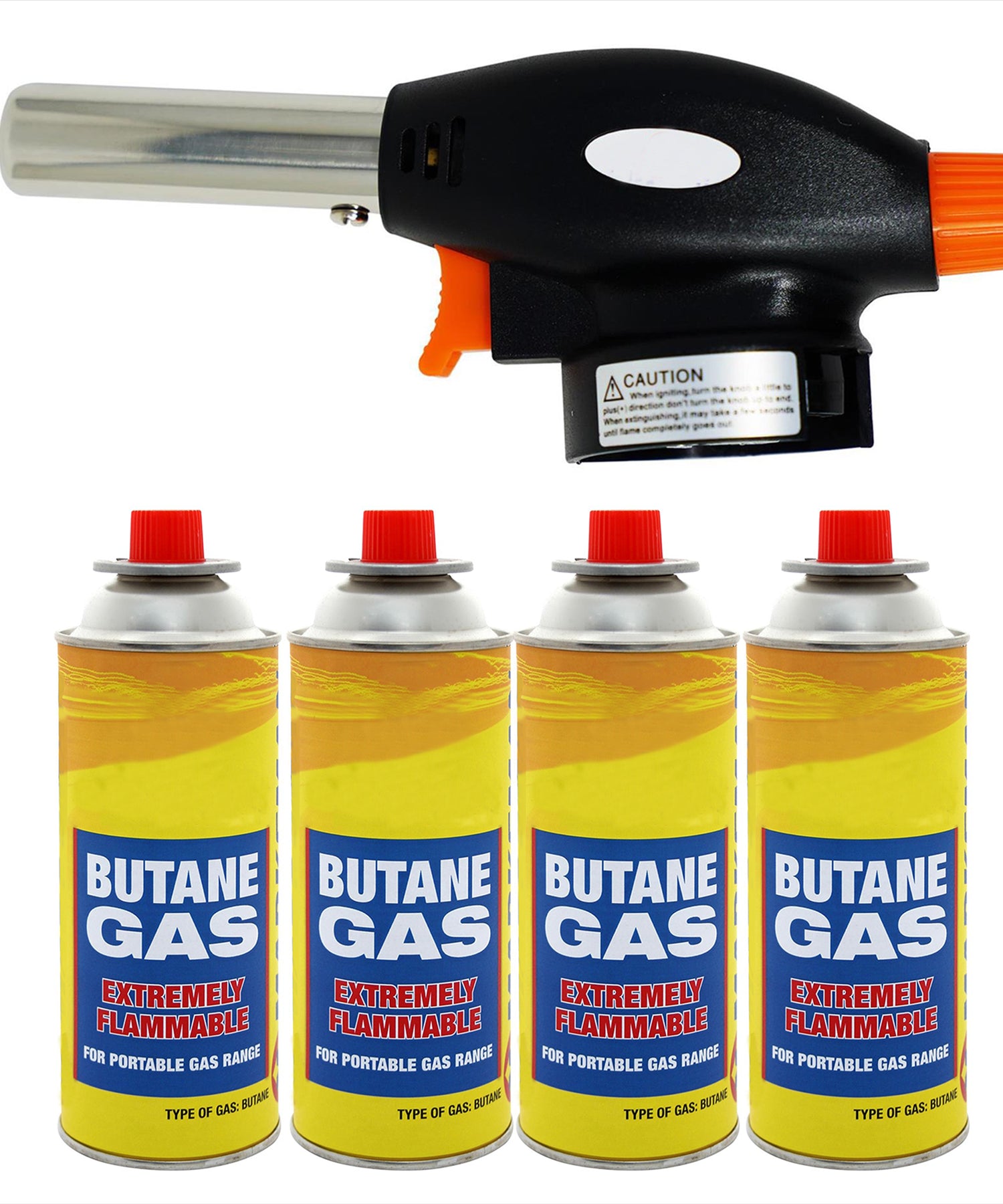 Blow Torch Butane Gas Auto Chef Creme Brulee Cooking Soldering Camping 4 Gas Can