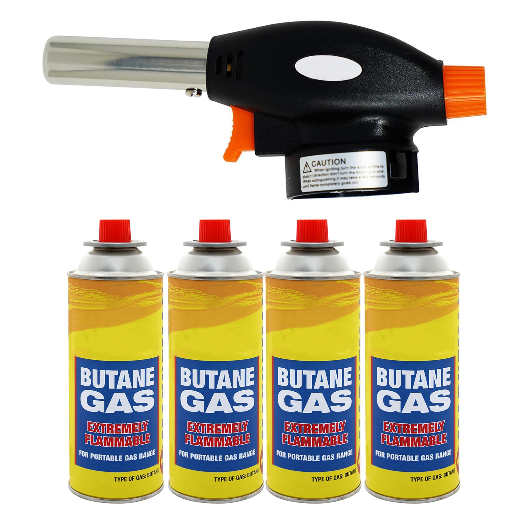 Blow Torch Butane Gas Auto Chef Creme Brulee Cooking Soldering Camping 4 Gas Can