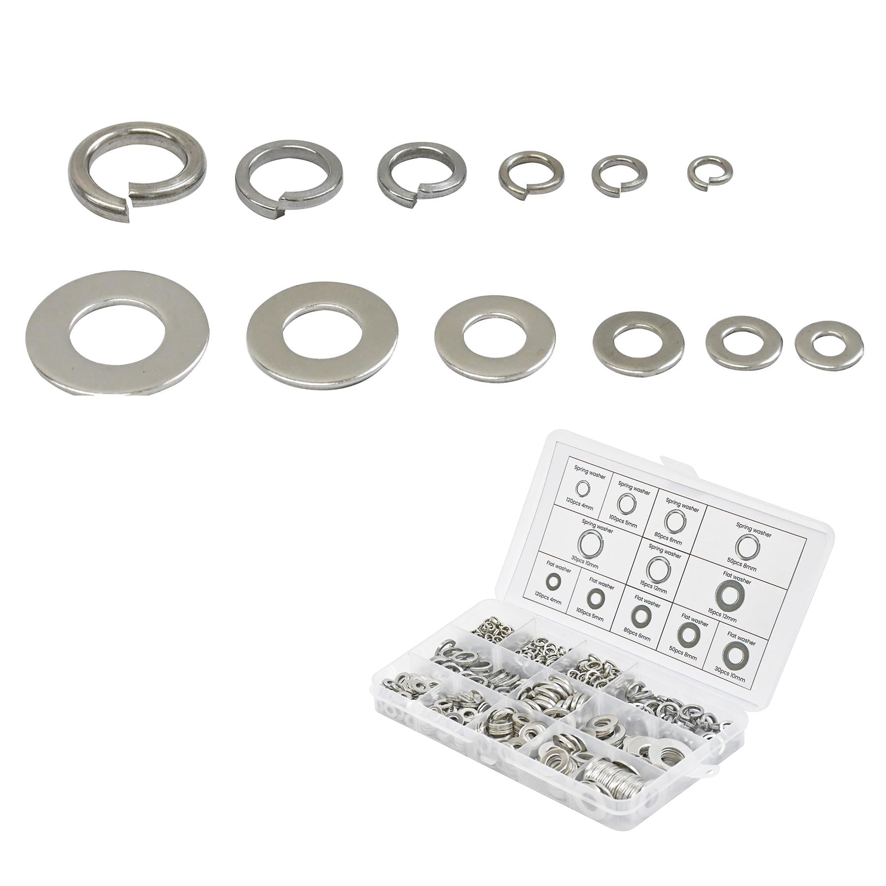 Spring Washers Stainless Steel Flat,790 Pc Assorted Set Dapetz