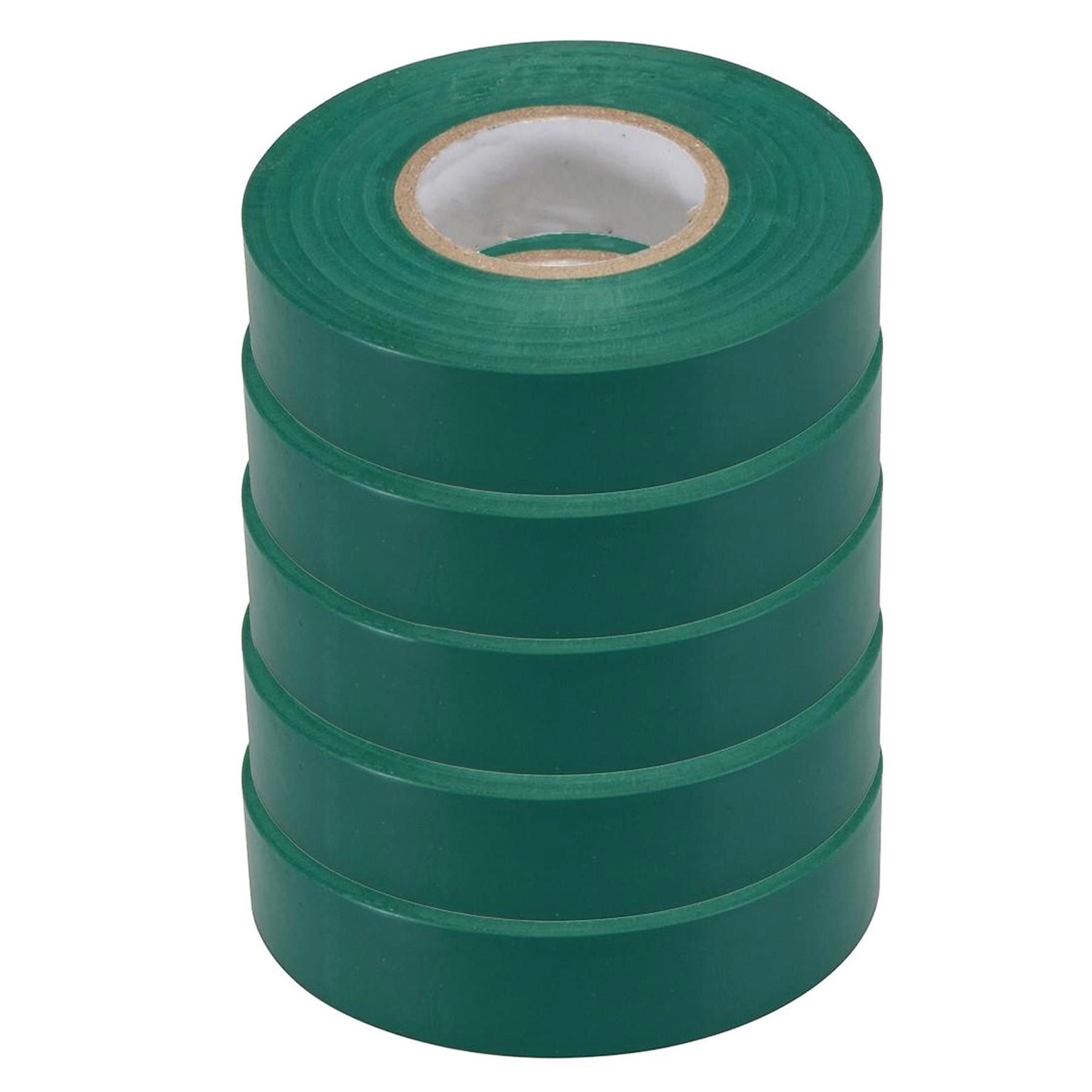 (Pack of 10) Electrical PVC Insulation Tape 22m Flame Retardant Rolls Green by Daptez