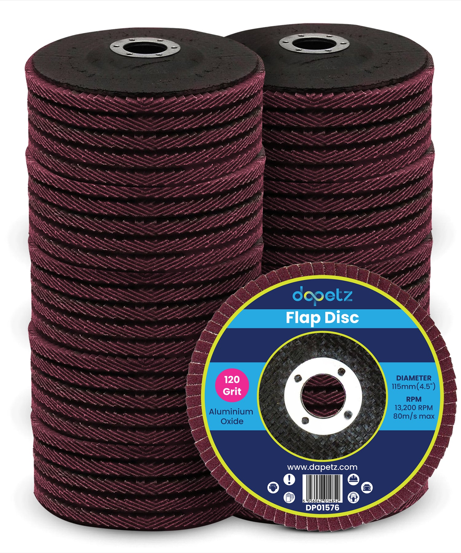 50pcs Flap Grinding Sanding Discs 115mm 4.5" 120 Grit Aluminium Oxide Angle Wheel For Bosch By Dapetz