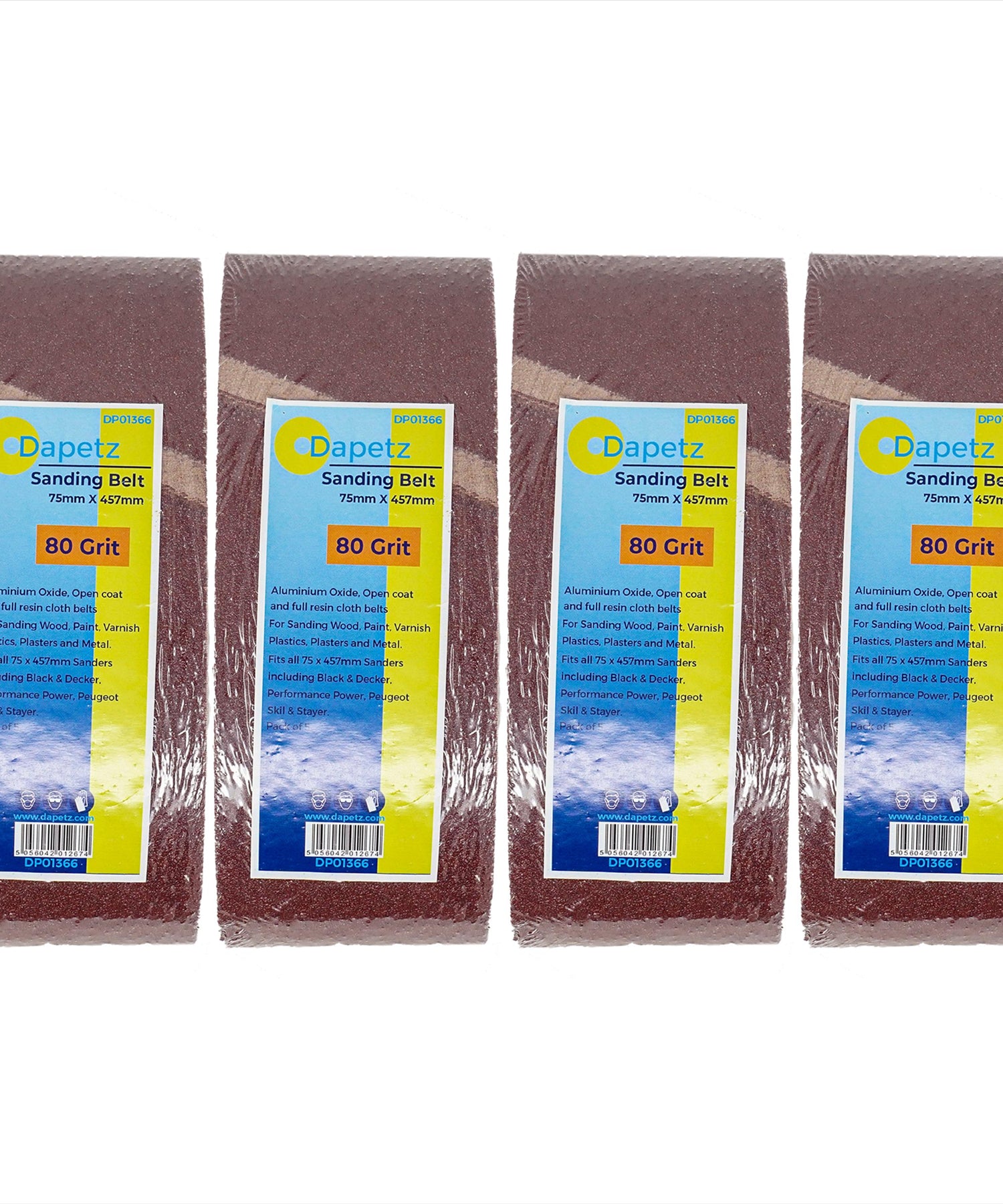 20 X Power Tool Sanding Belts 75mm X 457mm 80 Grit Medium, By Dapetz