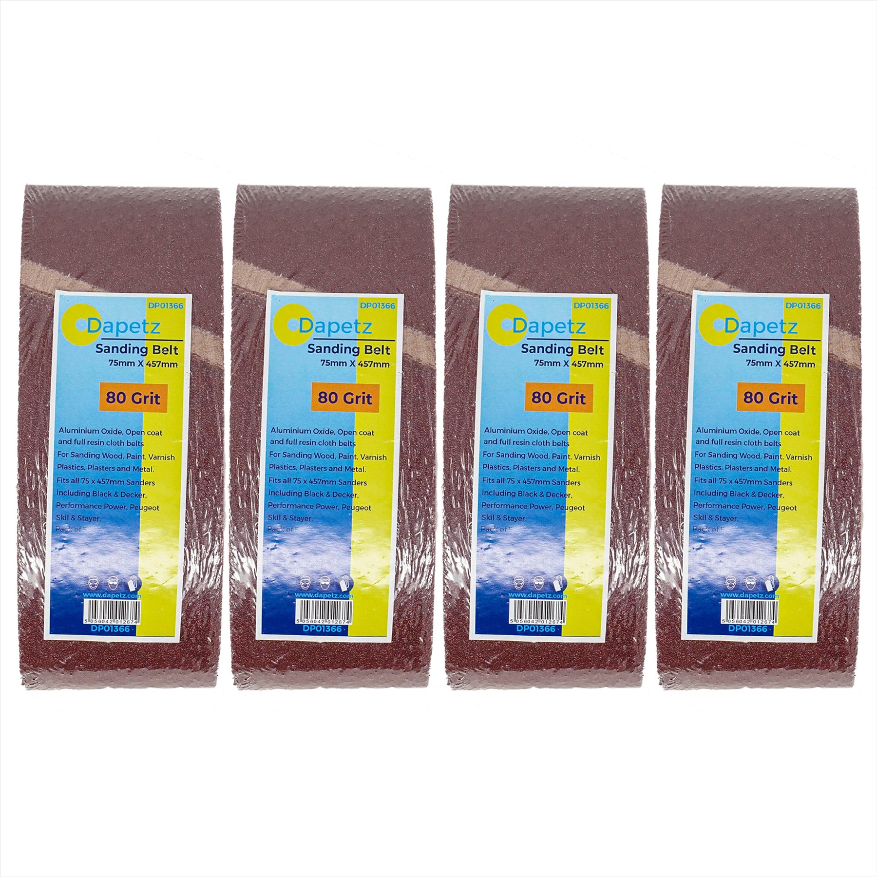 20 X Power Tool Sanding Belts 75mm X 457mm 80 Grit Medium, By Dapetz