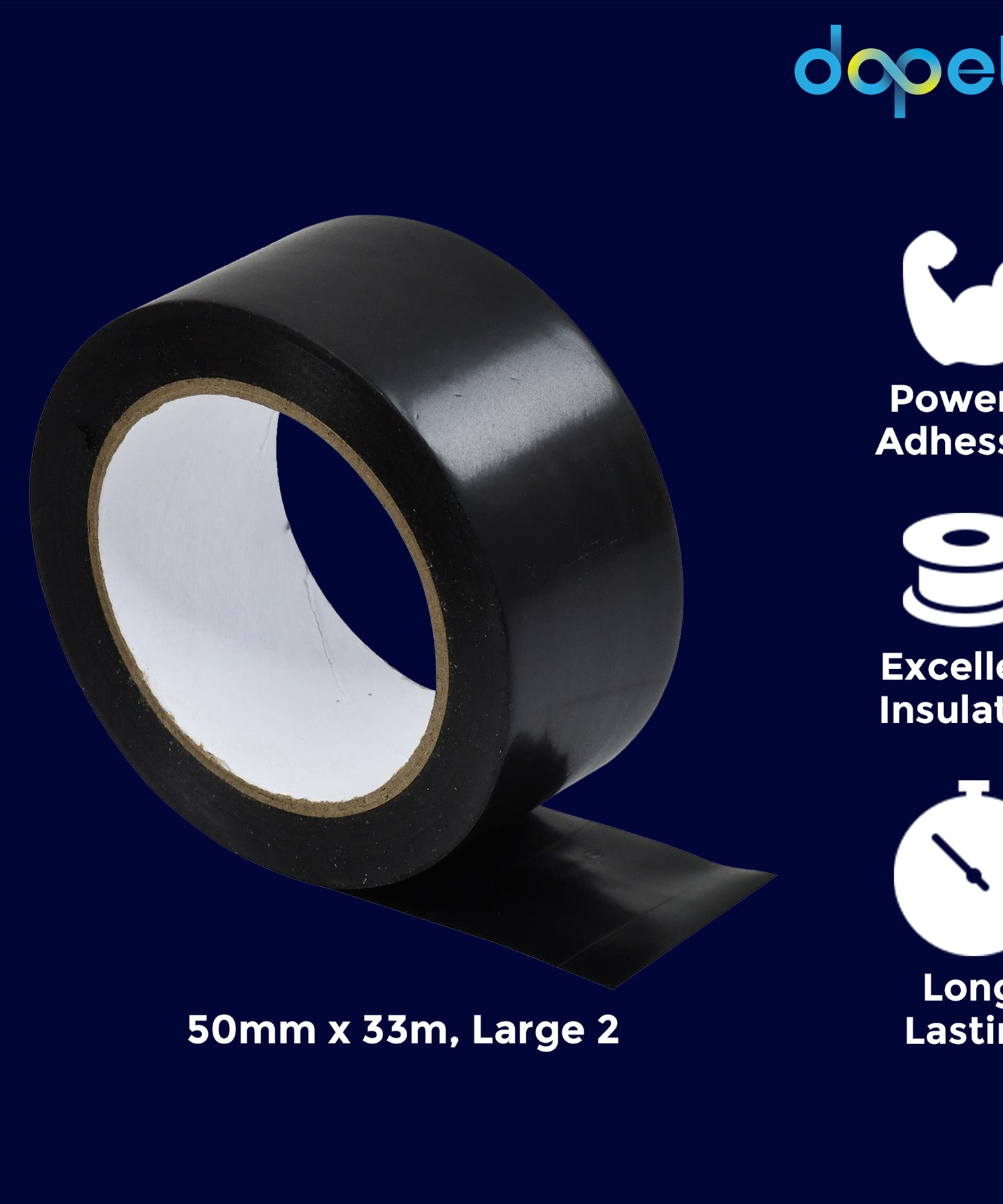 2PCS Electrical PVC Insulation Tape Flame Retardant 2" Wide 50mm X 33m Black By Dapetz