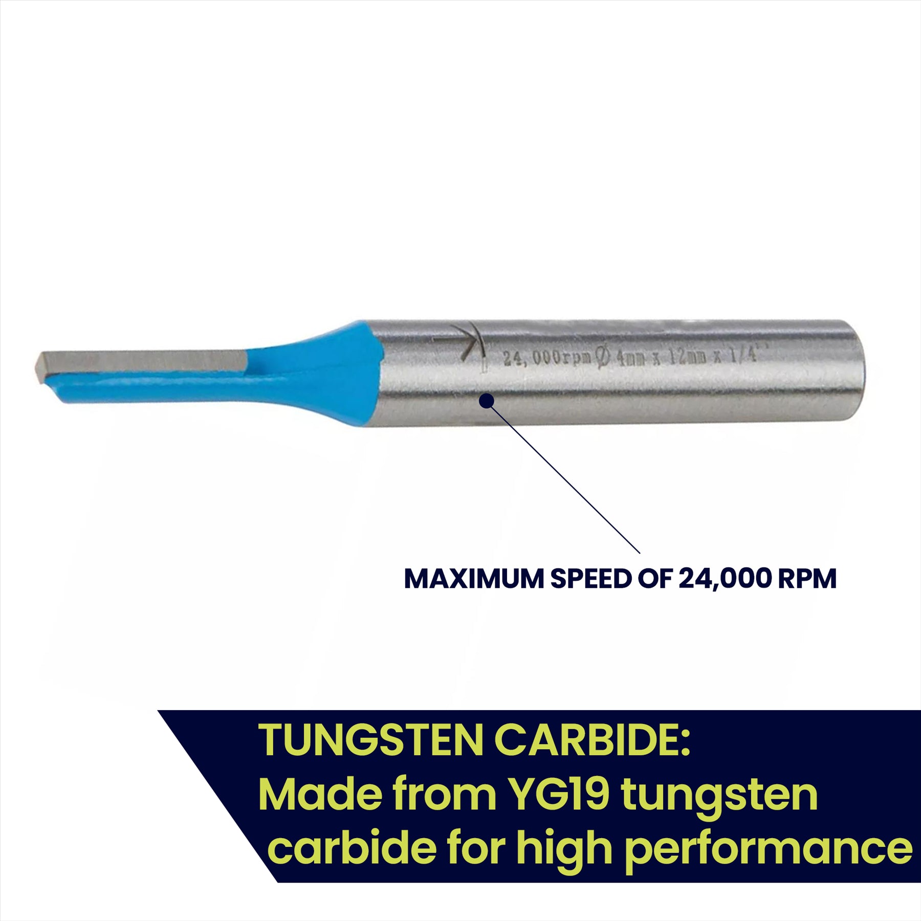 1/4" Shank Straight Metric Router Bits TCT Cut Cutter 12mm long x 4mm Diameter