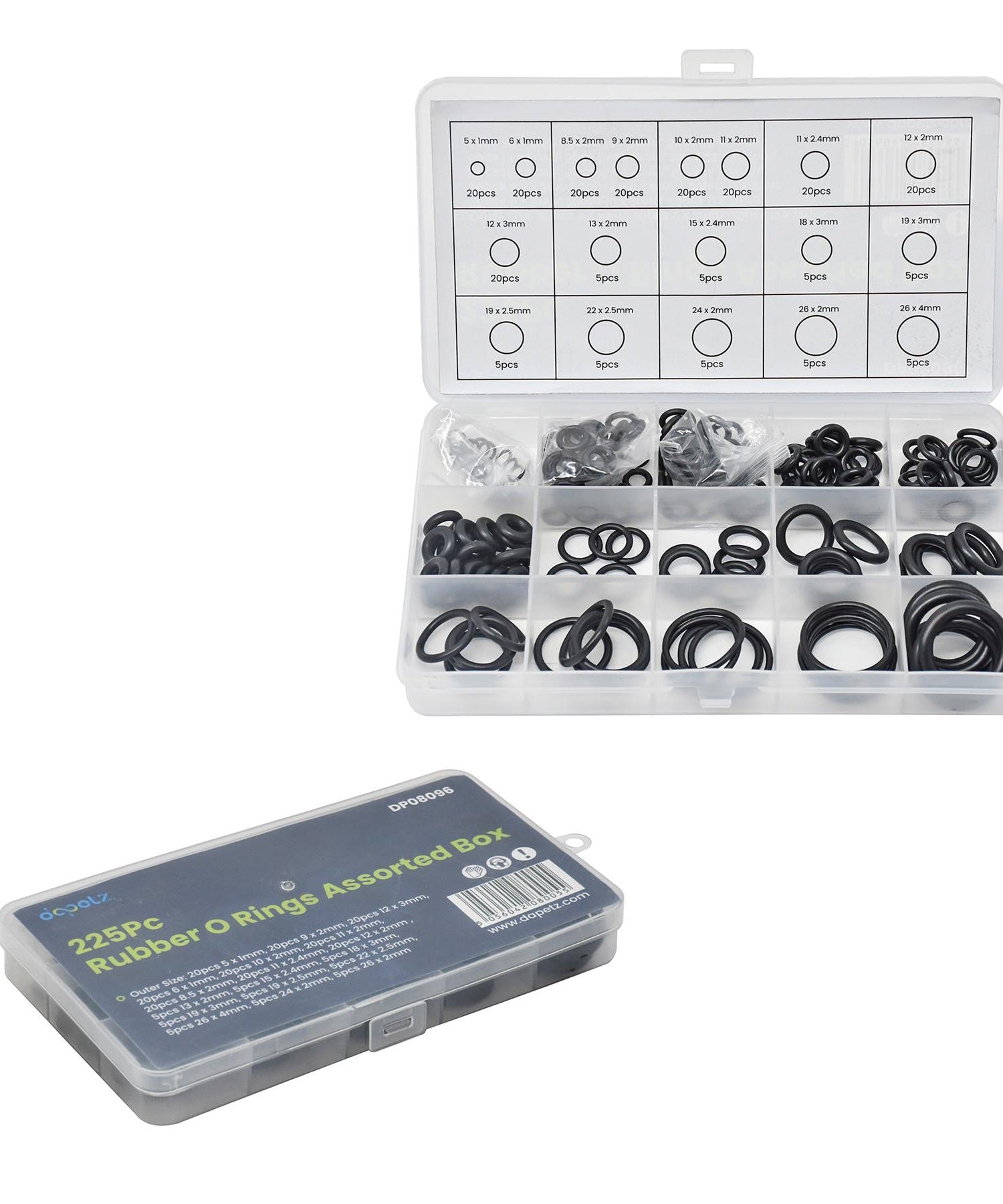 Rubber O Rings Assorted box Mixed Pack Of Metric O-Rings Tap Washers By Dapetz