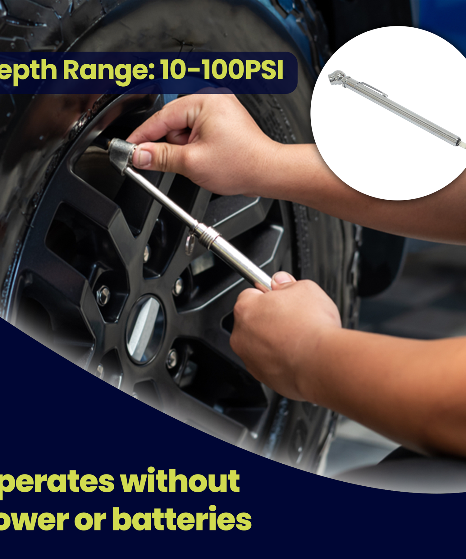 Tire pressure gauge for accurate tire inflation Car Bike Cyle Caravan Pocket Sized Gauge  10-100 Psi by Dapetz