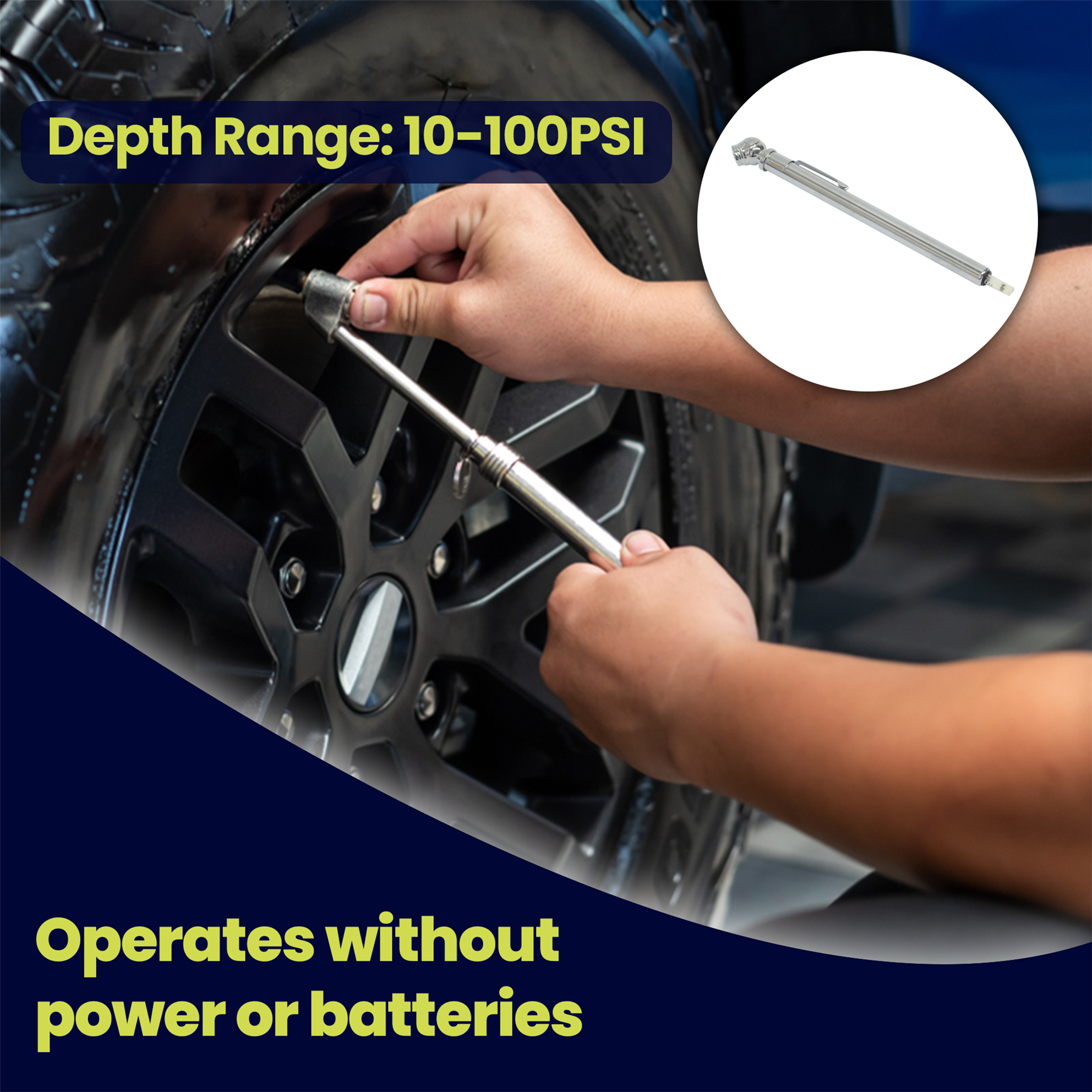 Tire pressure gauge for accurate tire inflation Car Bike Cyle Caravan Pocket Sized Gauge  10-100 Psi by Dapetz