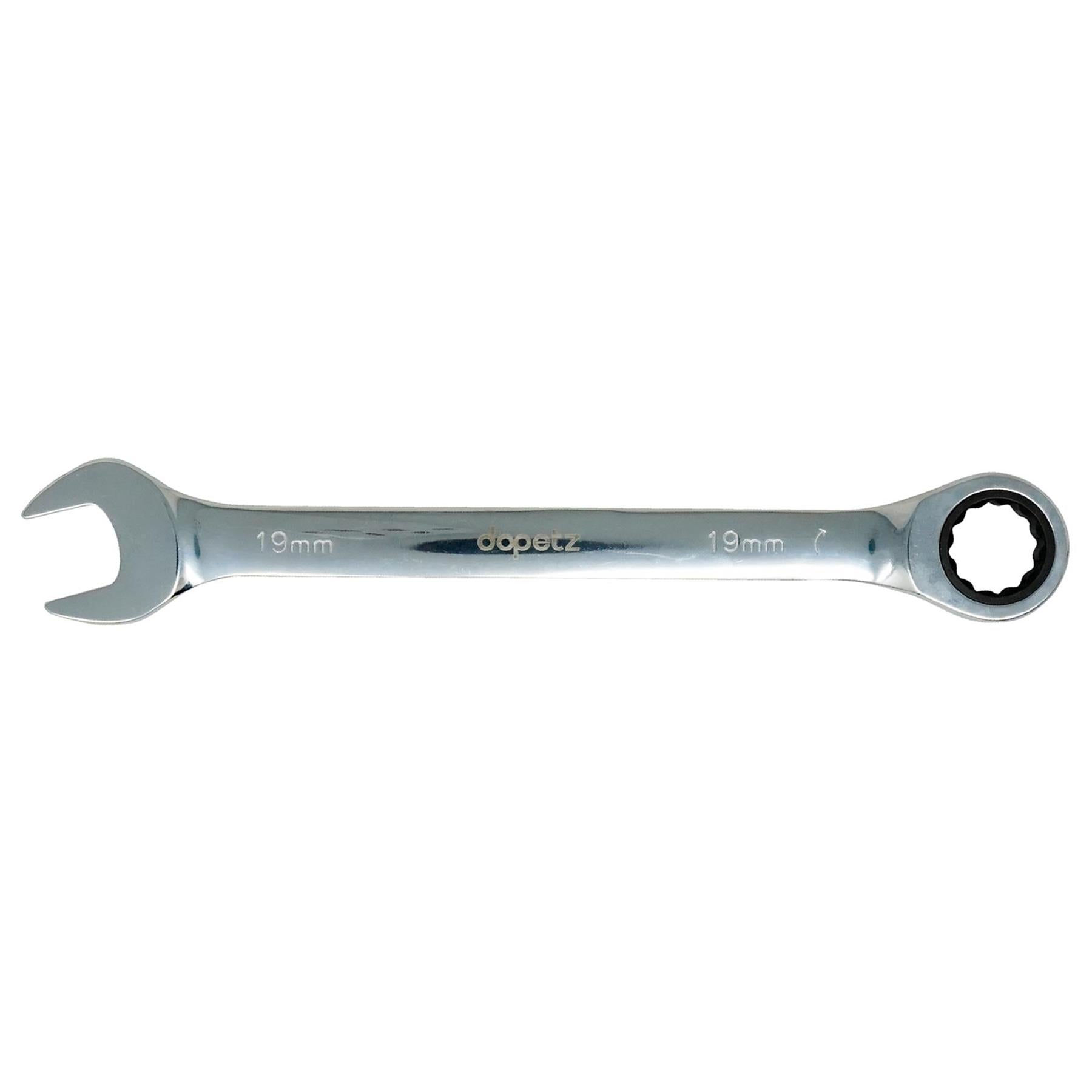 Fixed Head Ratchet Metric Spanner Open End Ring Combination 19mm
