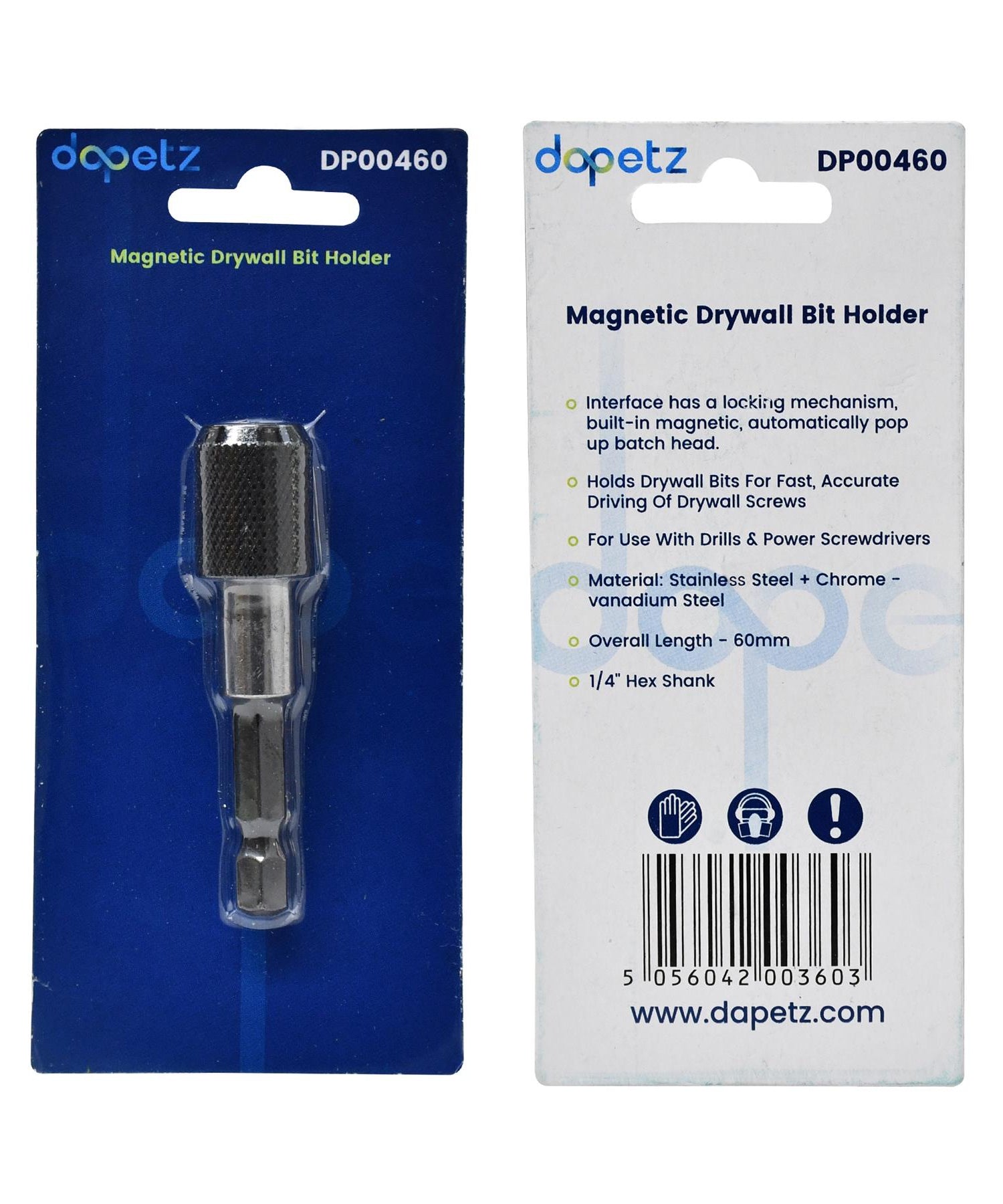 2 x Magnetic Drywall Screw Bit Holder 1/4inch Hex Shank Drill Screw 60mm Length By Dapetz
