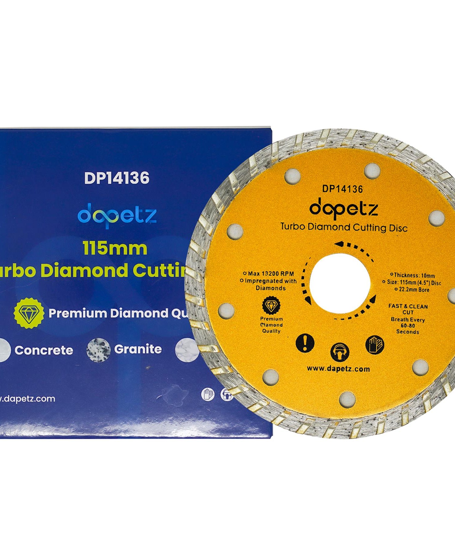 (Pack of 3) Angle Grinder Disc Thin Diamond Dry Cutting Disc Porcelain Tile Turbo 115mm 4.5" by Daptez
