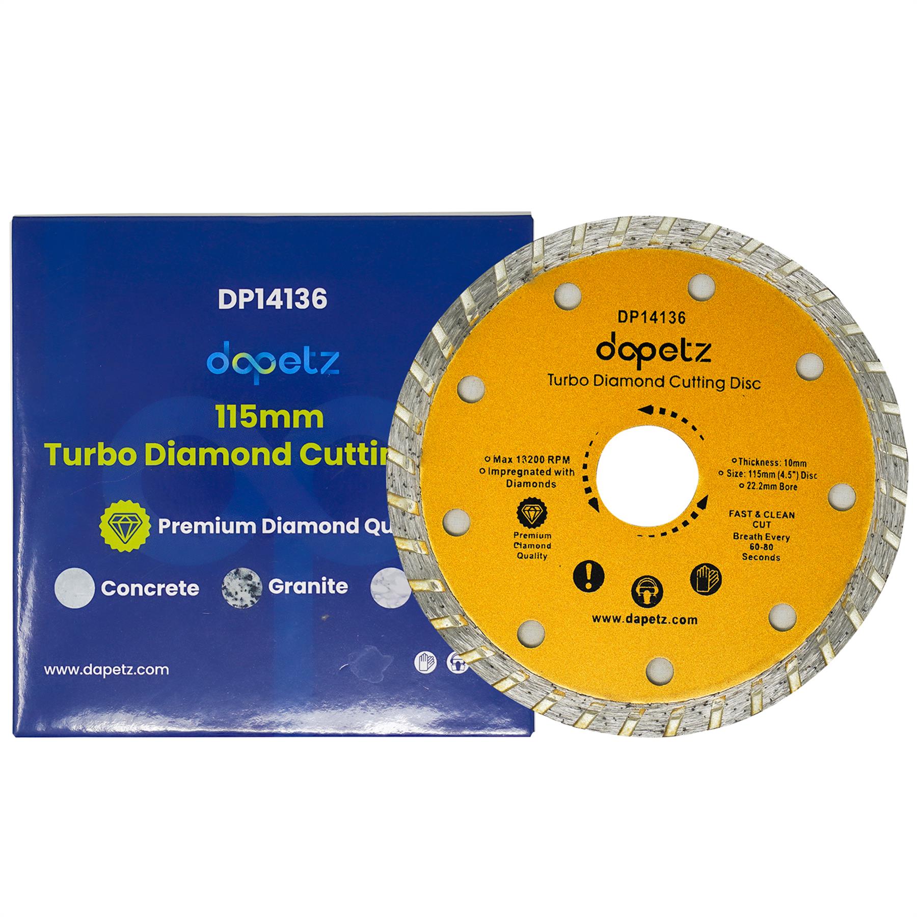 (Pack of 3) Angle Grinder Disc Thin Diamond Dry Cutting Disc Porcelain Tile Turbo 115mm 4.5" by Daptez