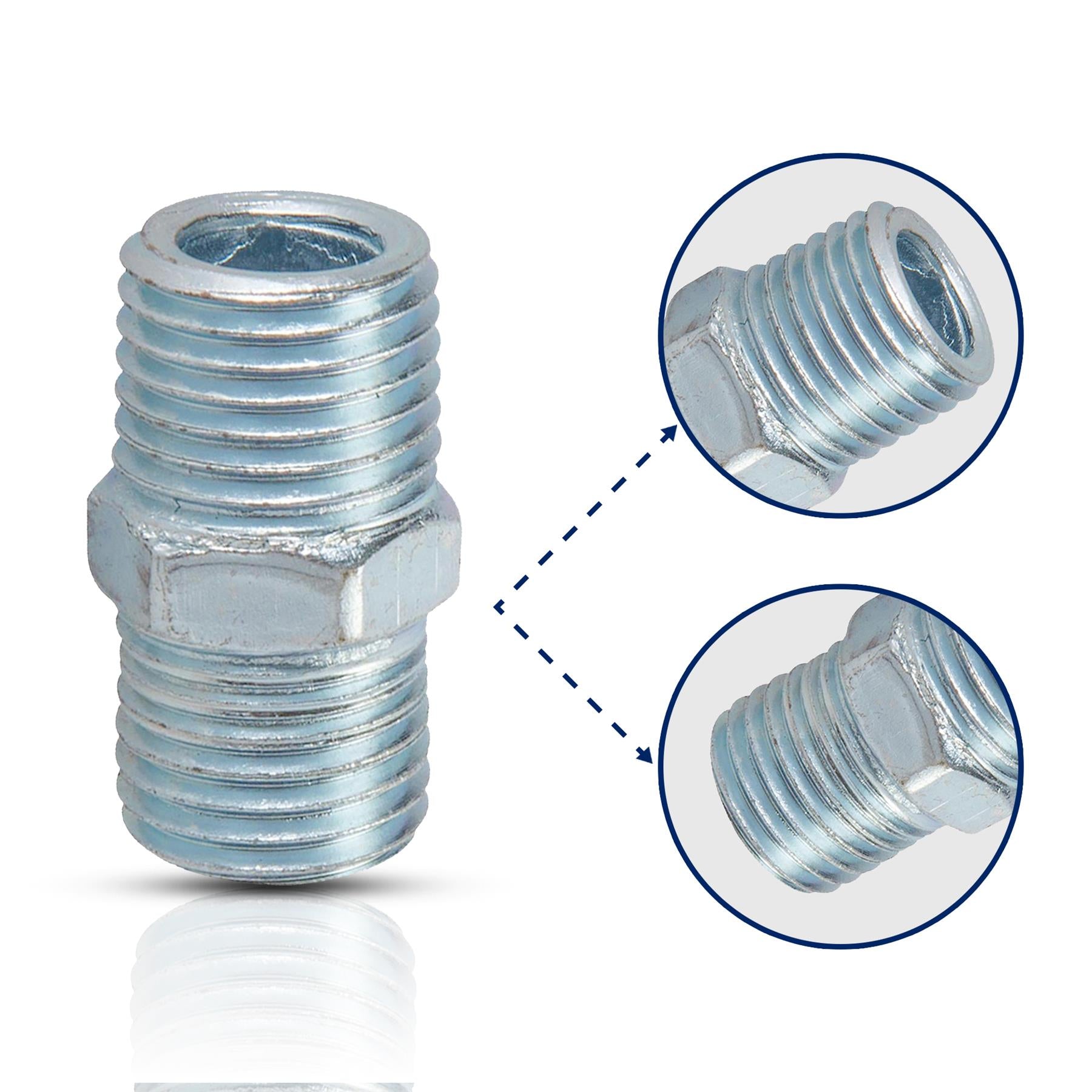 2 Equal Union Connector 1/4" Double Male Adaptor Airline Compressor Hose Fitting