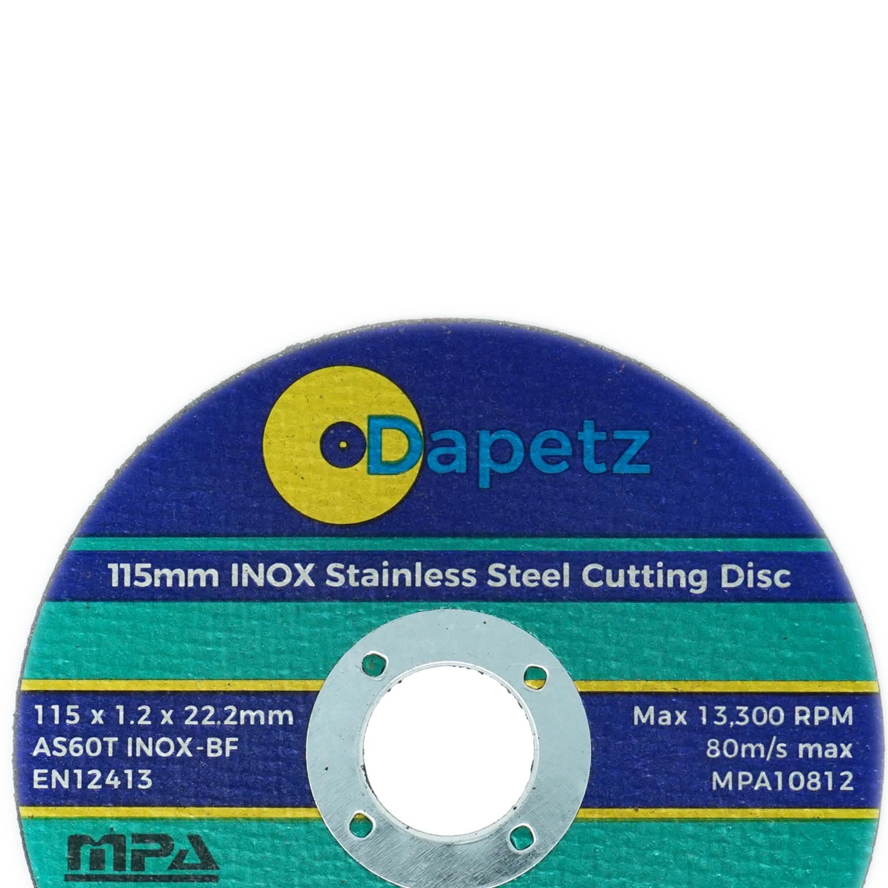 Cutting Disc For Metal Steel INOX Stainless 115mm Super Thin 1.2mm Blade 10 Pc By Dapetz