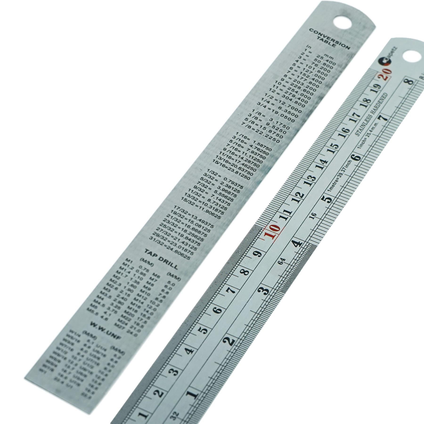 8" 20cm 200mm Stainless Steel Ruler Metal Rule Metric Imperial