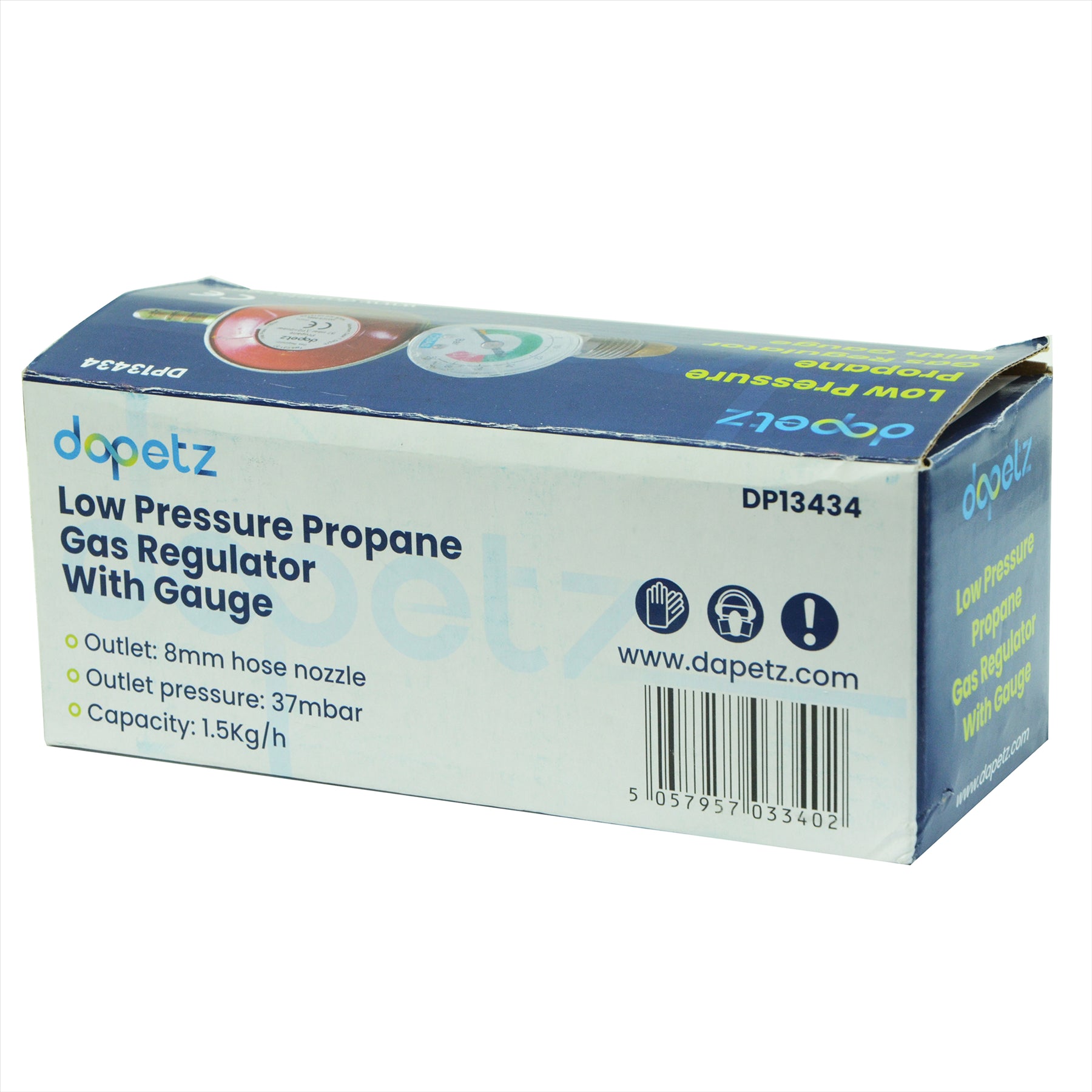 Propane Gas Regulator 37mbar With Pressure Gauge 16 bar Screw In Male Pol 5/8"