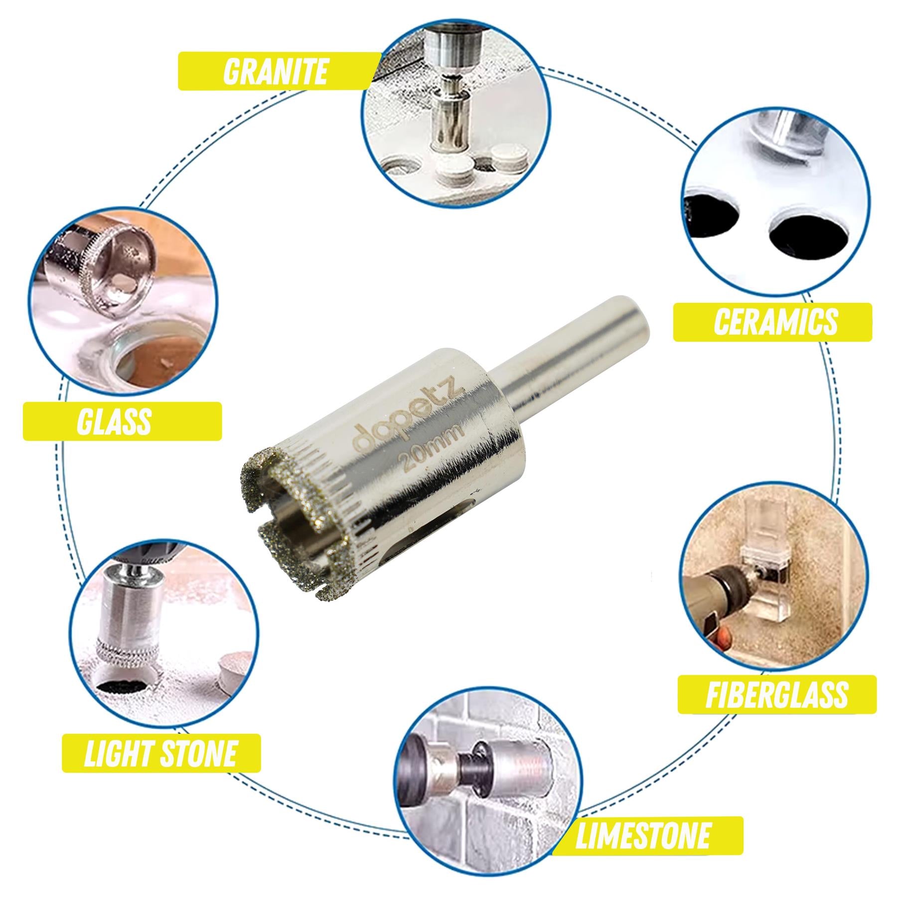 Diamond Holesaw Ceramic Tile Tiling Drill Bit Hole Cutter Cutting Tool 20mm By Dapetz