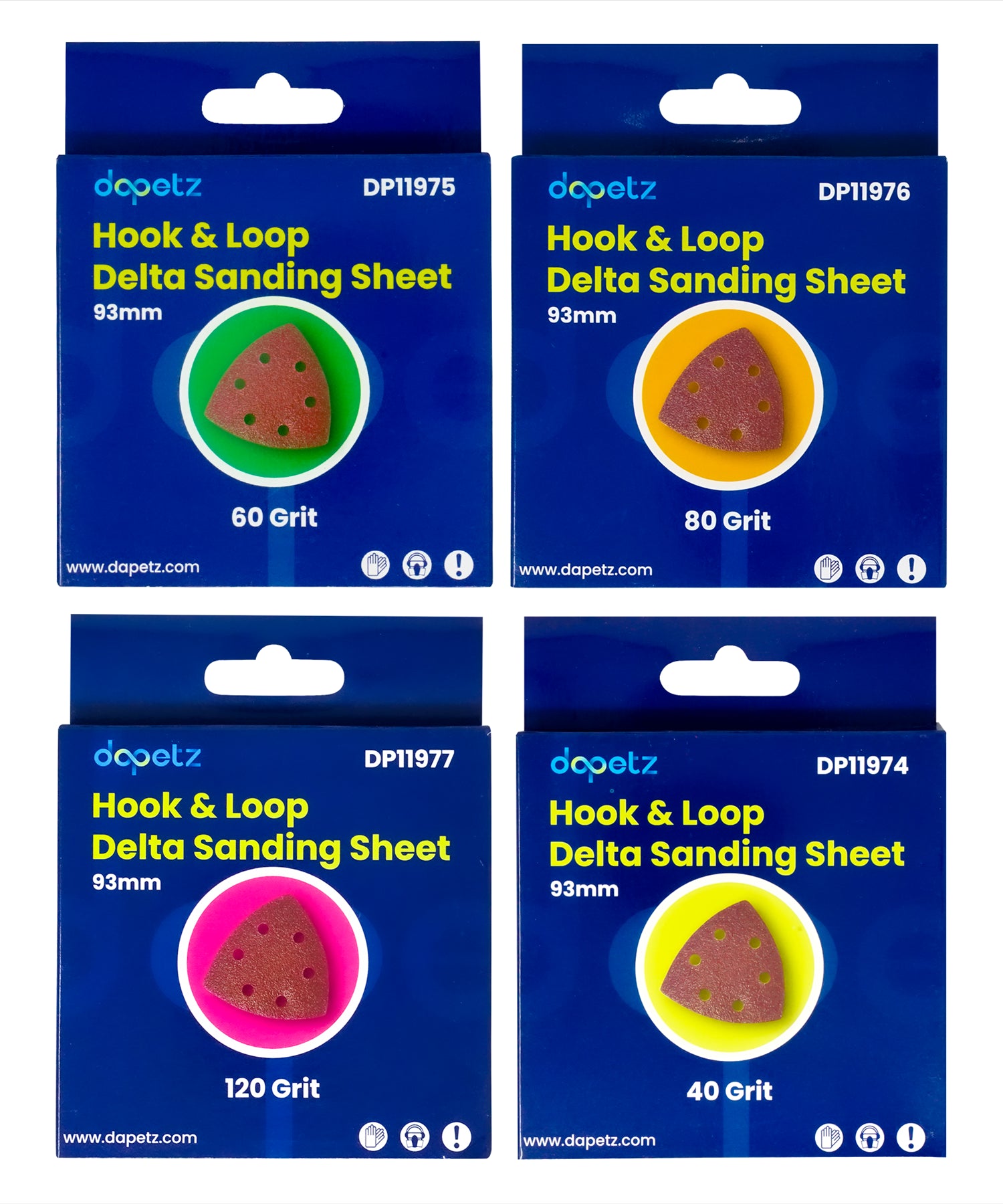 Dapetz Mouse Sanding Sheet 40, 60, 80, & 120 Grit Sandpapers Detail Palm Sander Pad 93mm (Pack of 20)