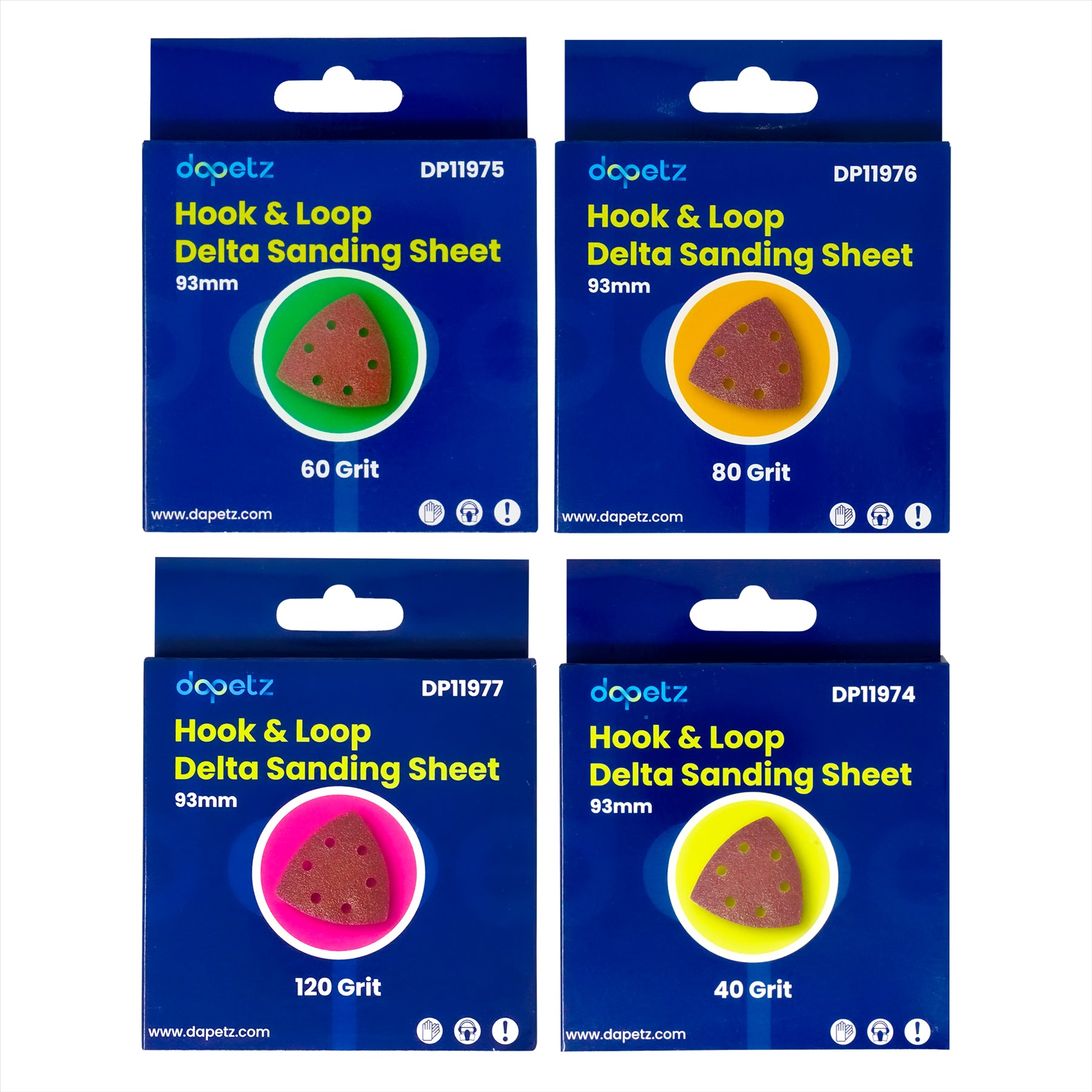 Dapetz Mouse Sanding Sheet 40, 60, 80, & 120 Grit Sandpapers Detail Palm Sander Pad 93mm (Pack of 20)