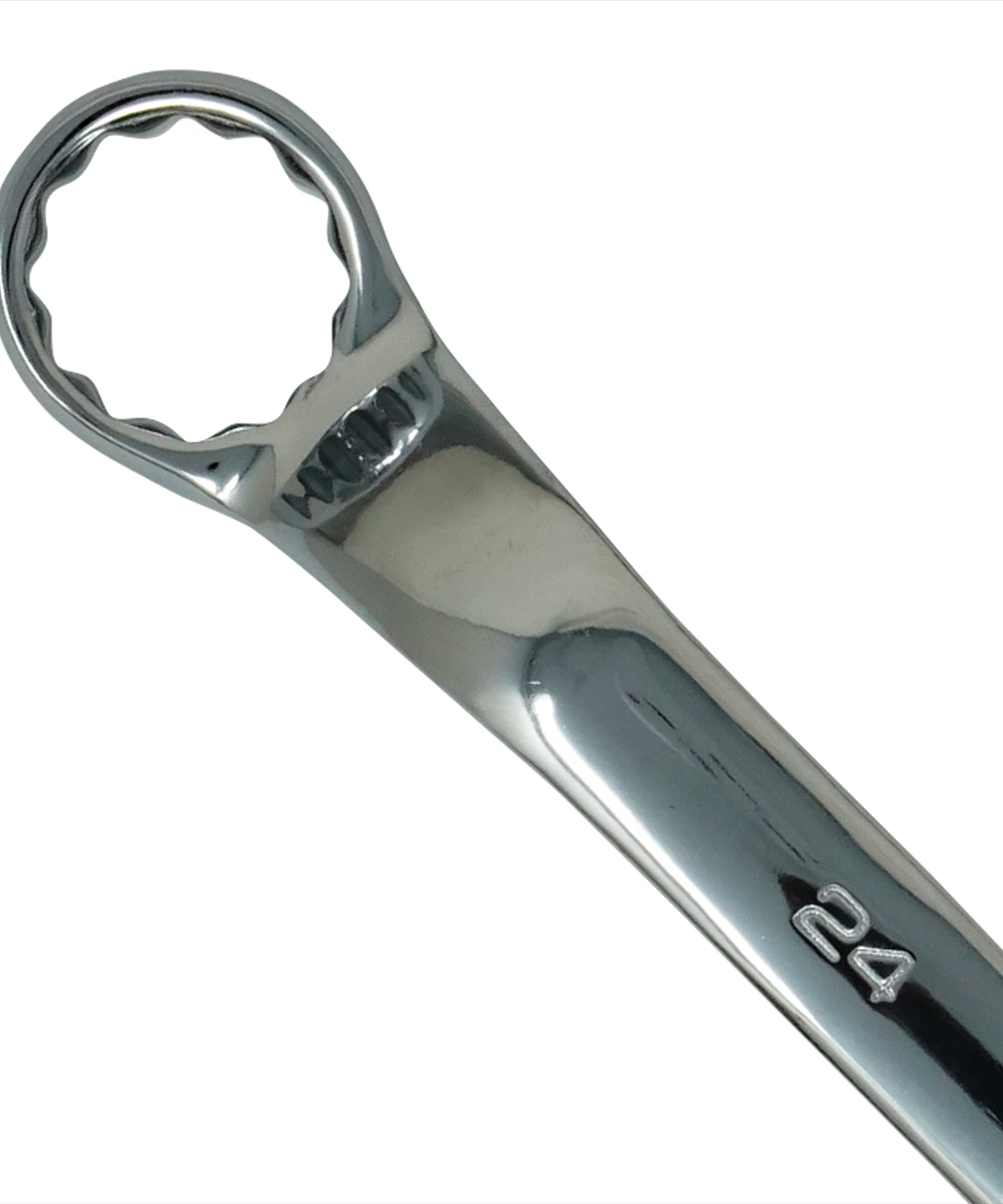 24mm - 27mm Deep Offset Bi-Hex Swan Neck Ring Spanner Wrench Metric Polished Crv