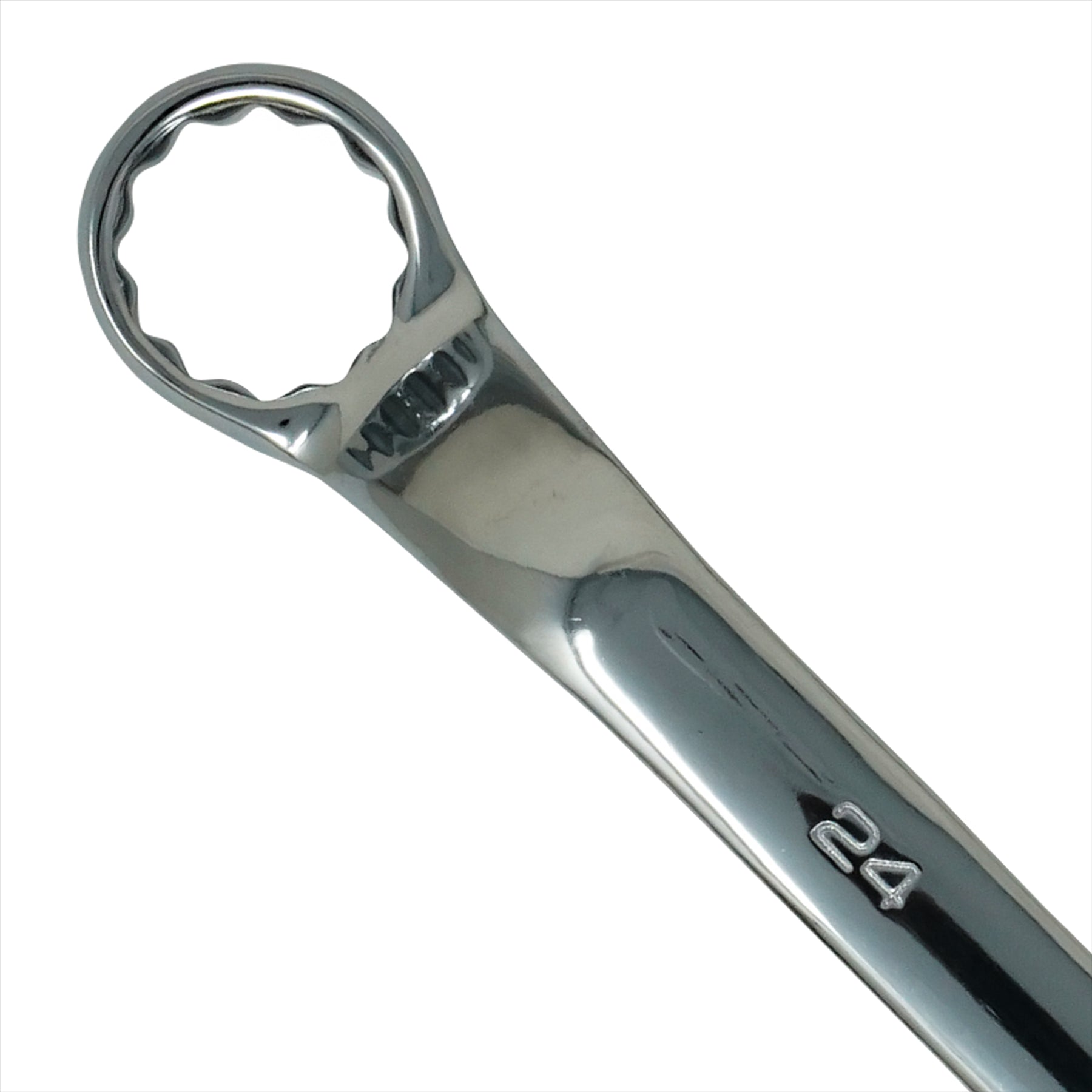 24mm - 27mm Deep Offset Bi-Hex Swan Neck Ring Spanner Wrench Metric Polished Crv